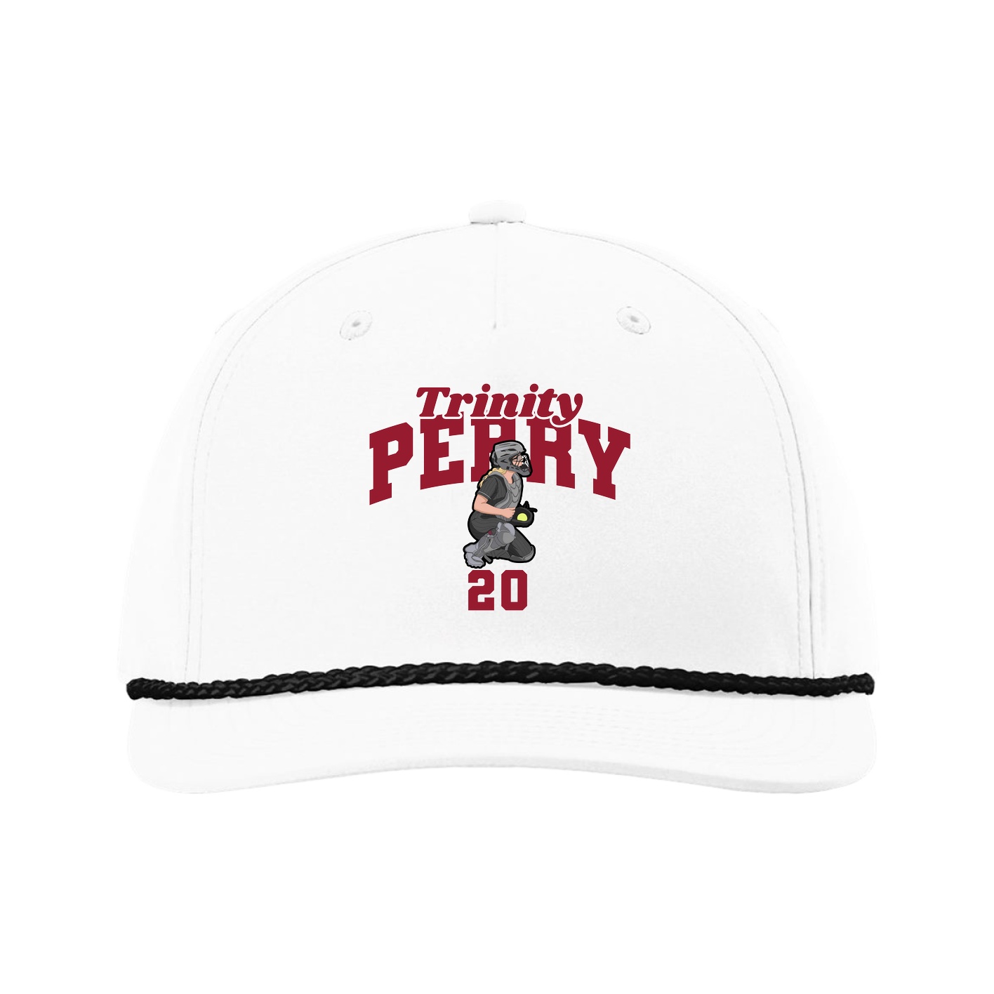 Five-Panel Classic Rope Cap — Signature Arch in White