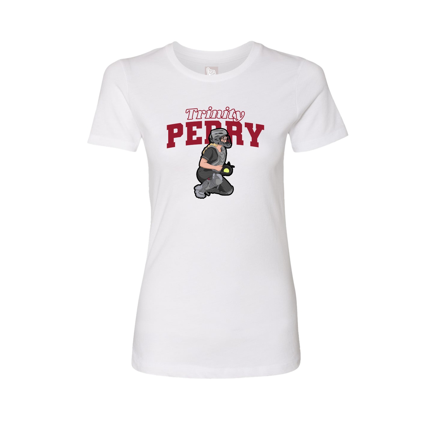 Fitted Women's Tee — Name Arch in White