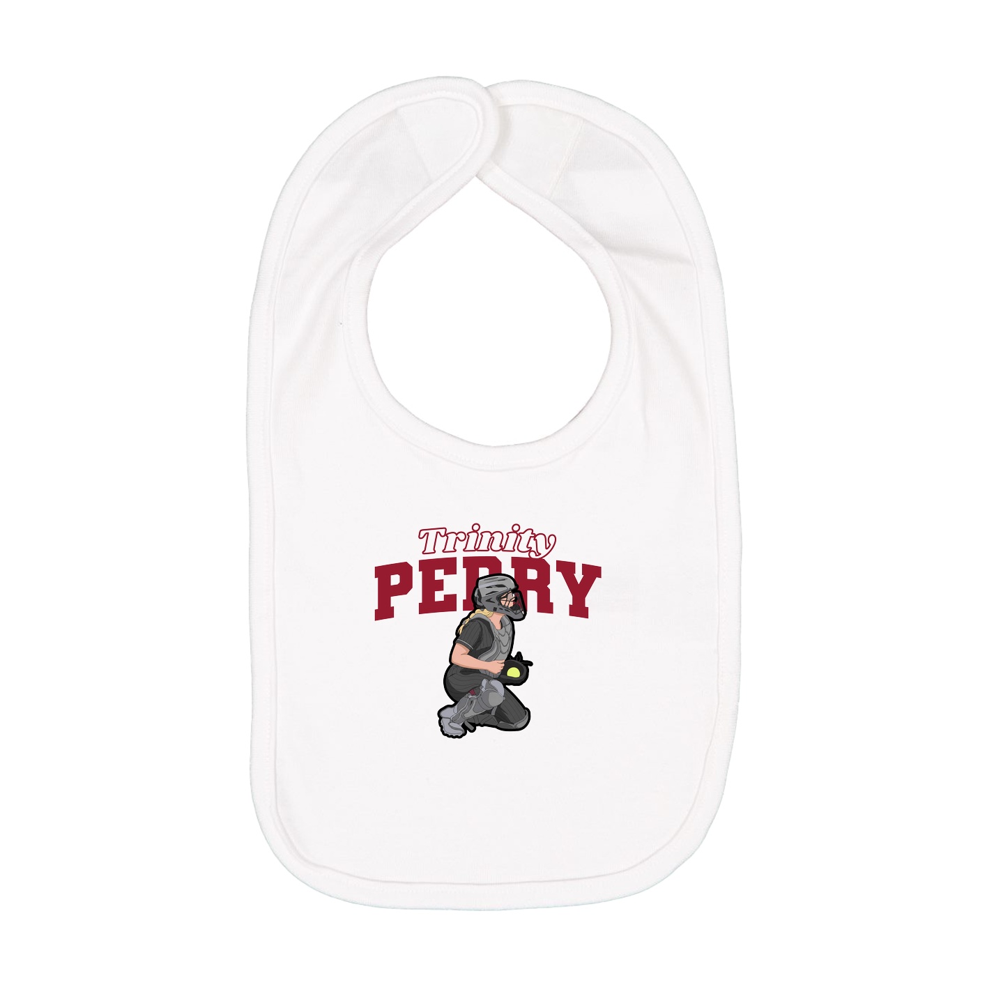 Infant Bib — Name Arch in White