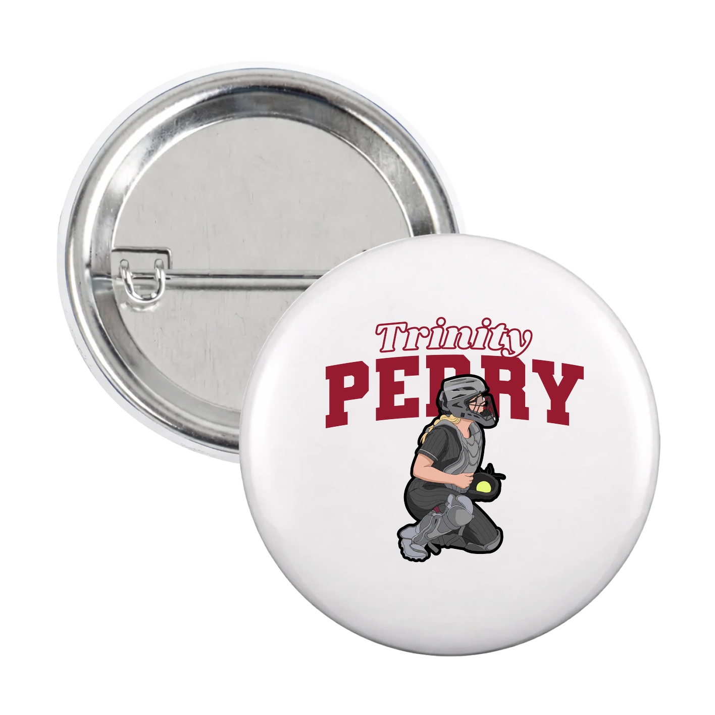 Game Day Button — Name Arch in White