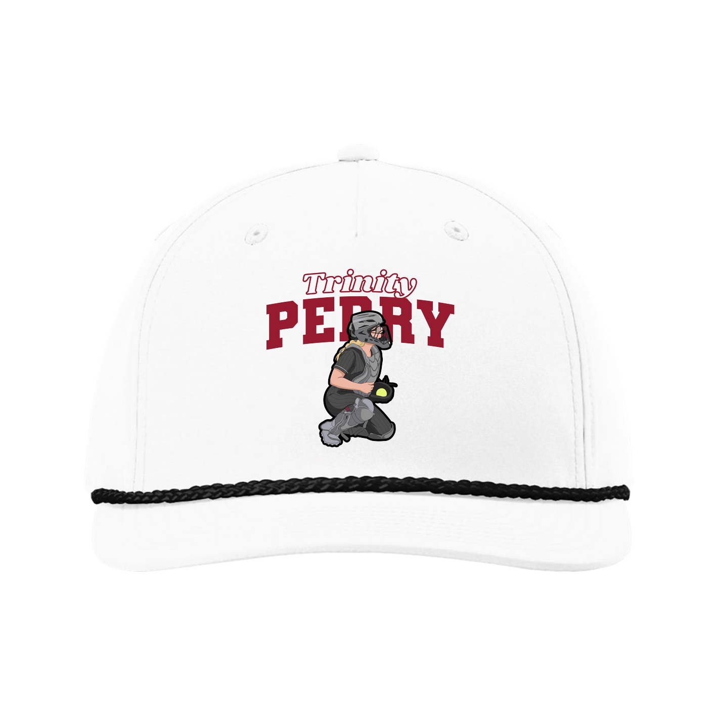 Five-Panel Classic Rope Cap — Name Arch in White