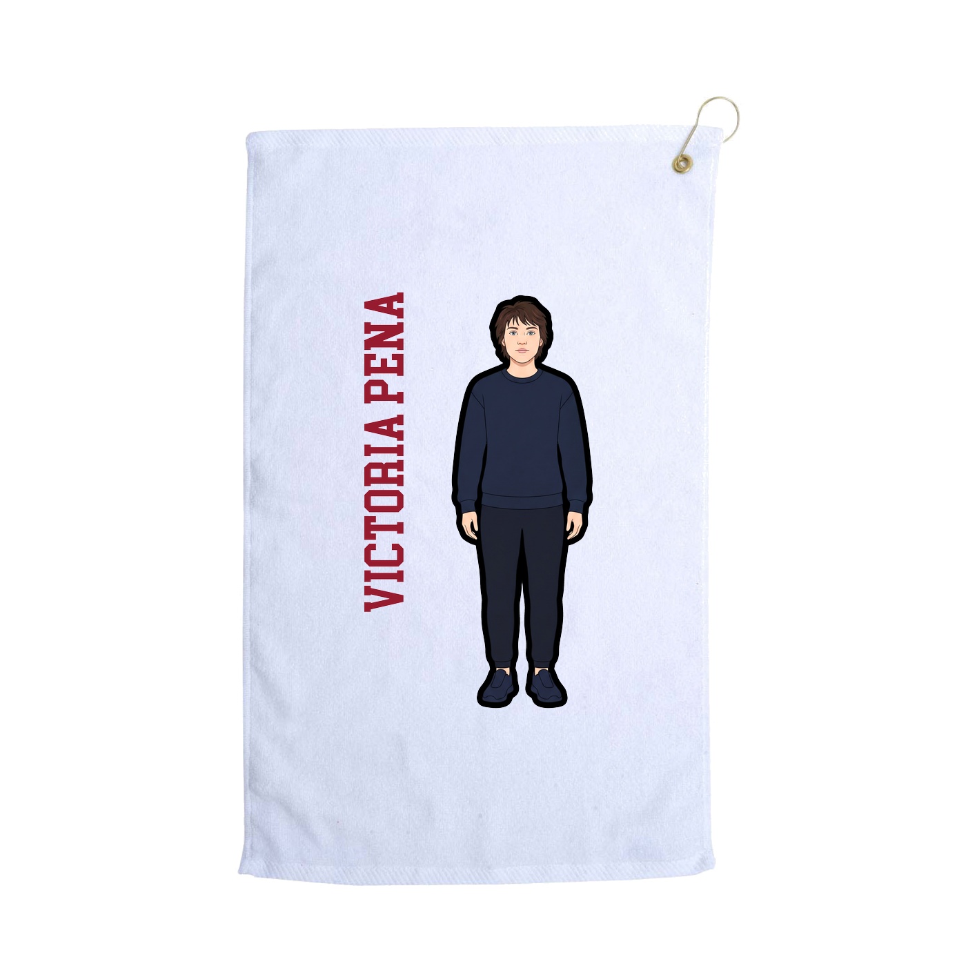 Golf Towel — Name Vertical in White