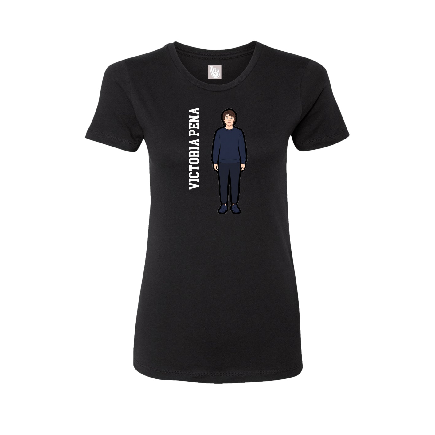 Fitted Women's Tee — Name Vertical in Black