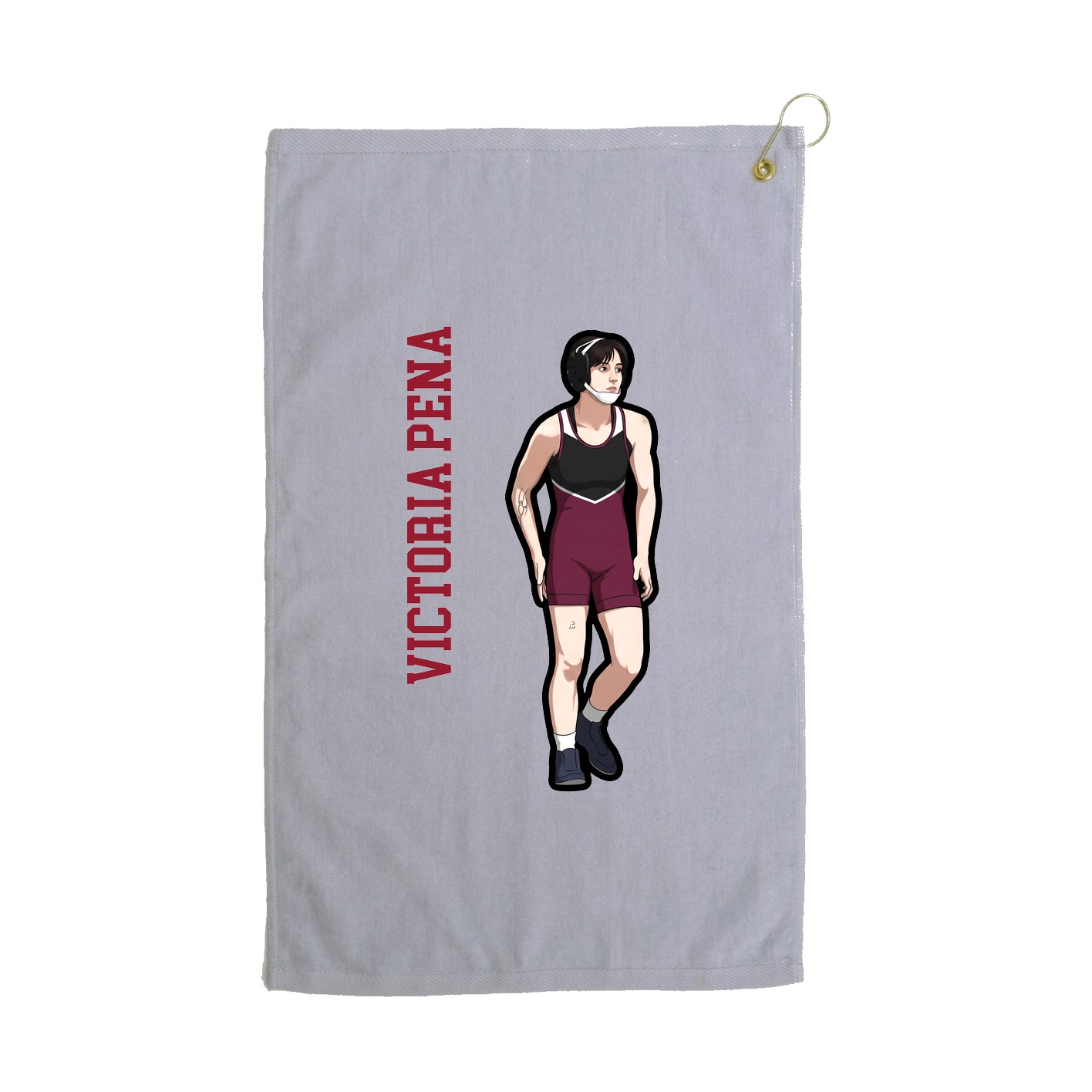 Golf Towel — Name Vertical in Grey
