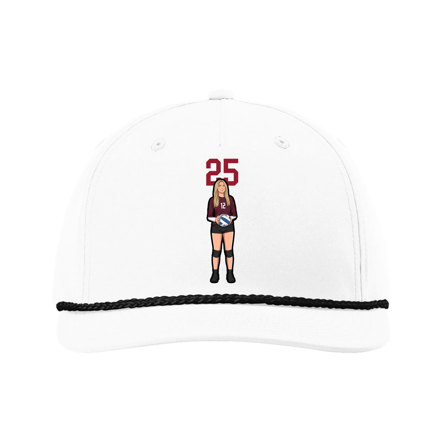 Five-Panel Classic Rope Cap — Number Top in White