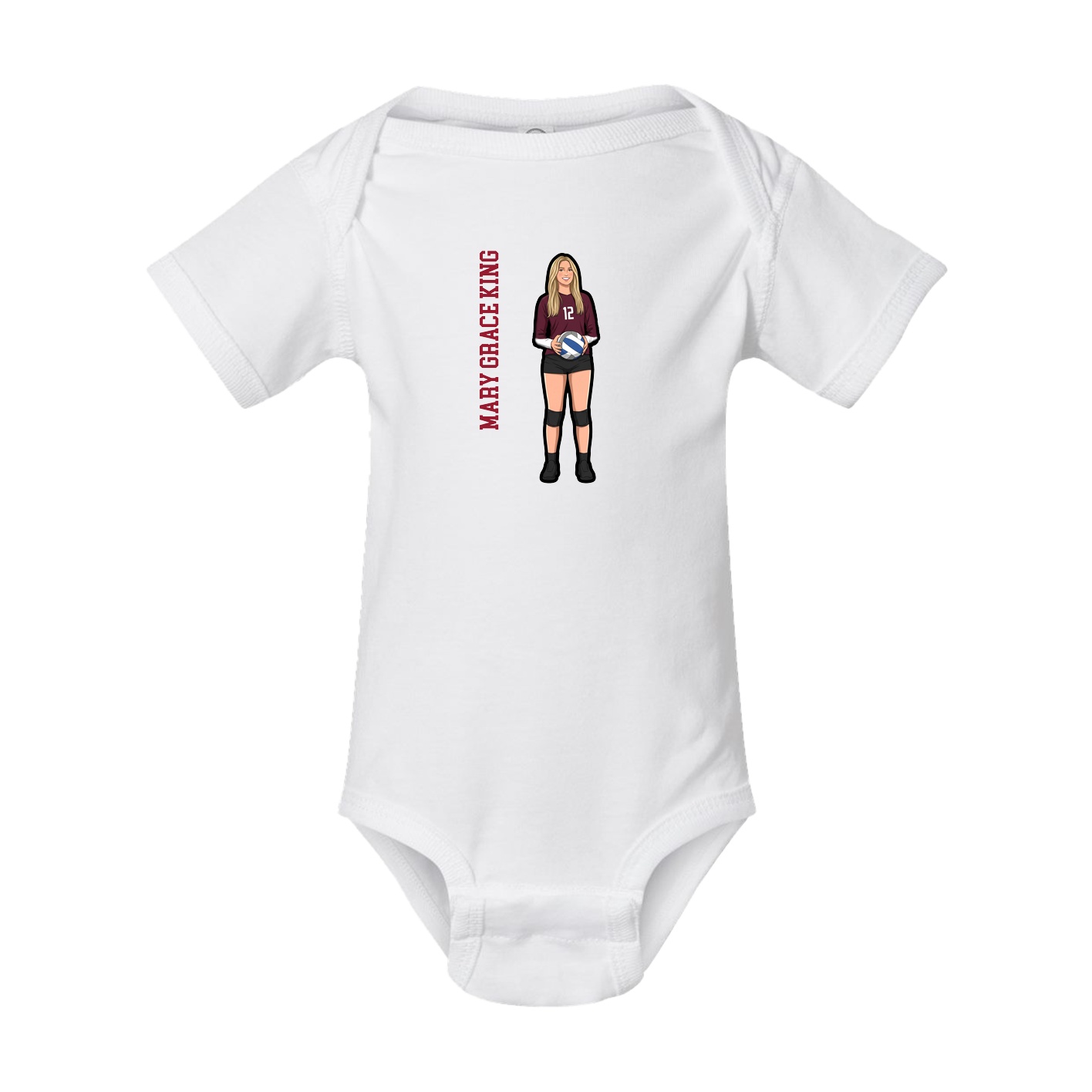 Baby Onesie — Name Vertical in White