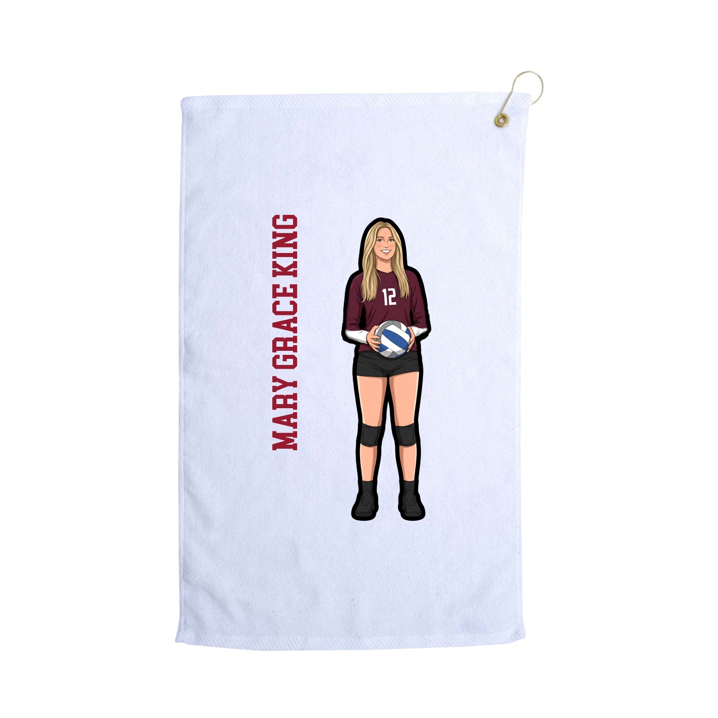 Golf Towel — Name Vertical in White