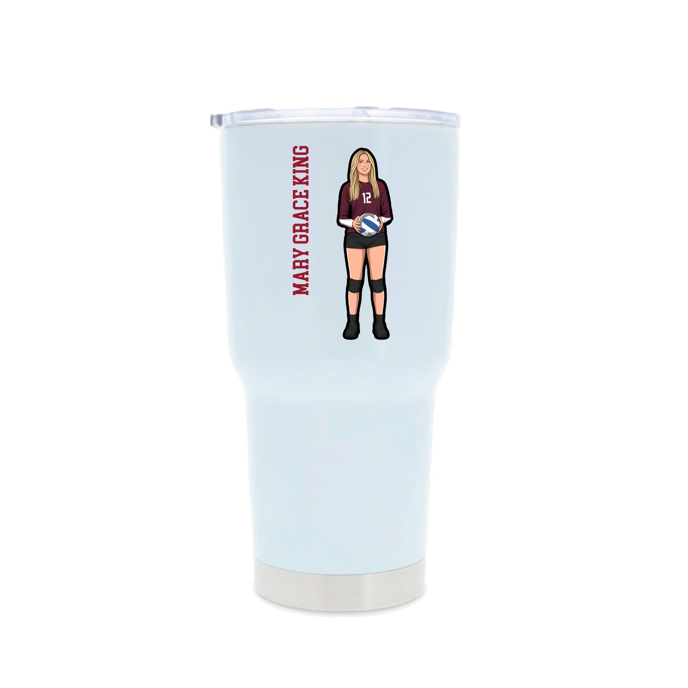30oz Stainless Steel Tumbler — Name Vertical in White