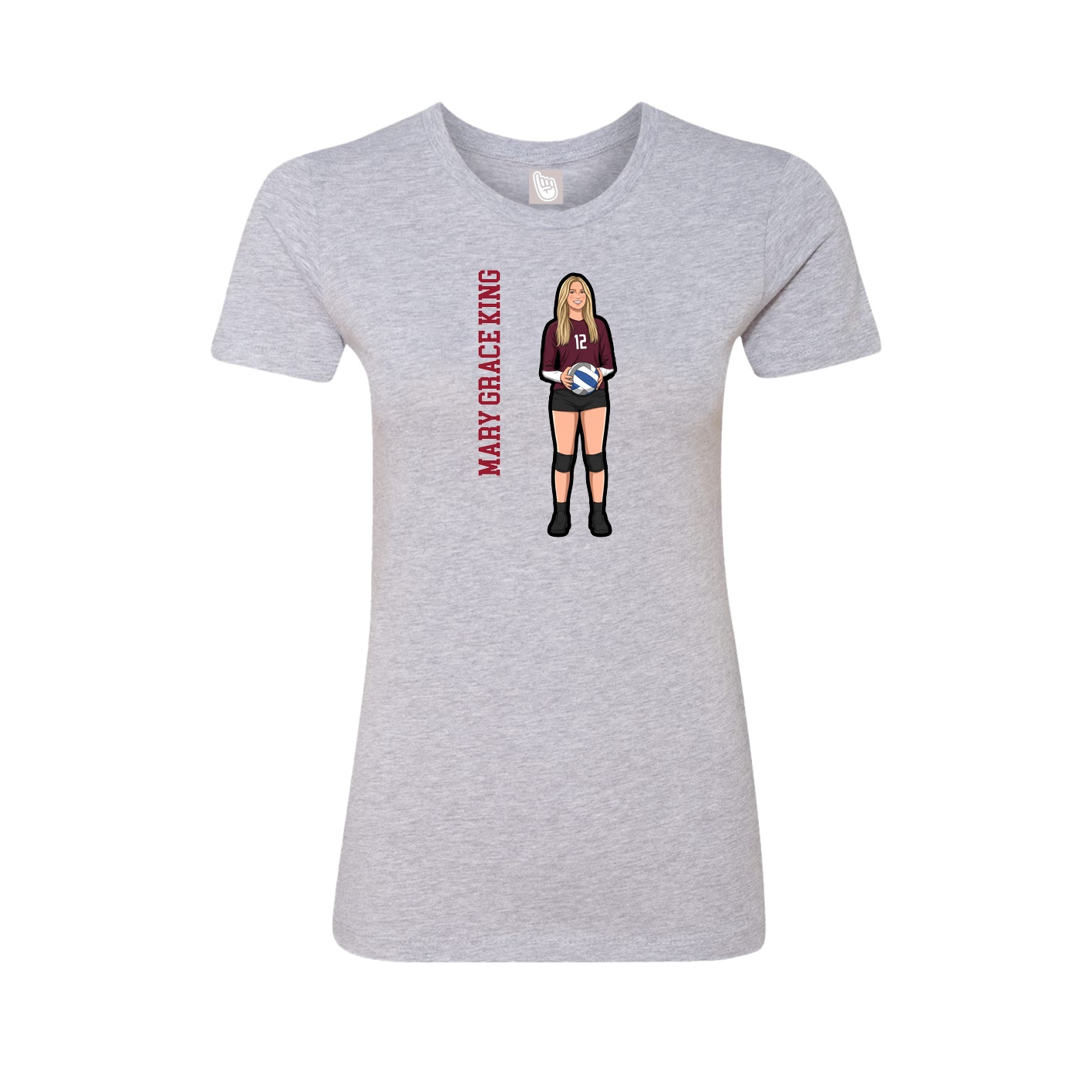 Womens Tee — Name Vertical in Grey