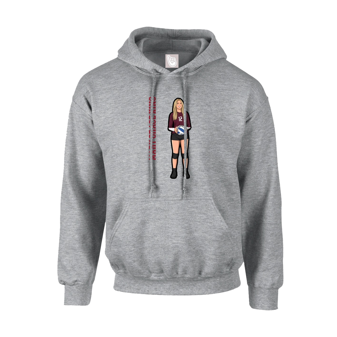 Youth Hoodie — Name Vertical in Grey
