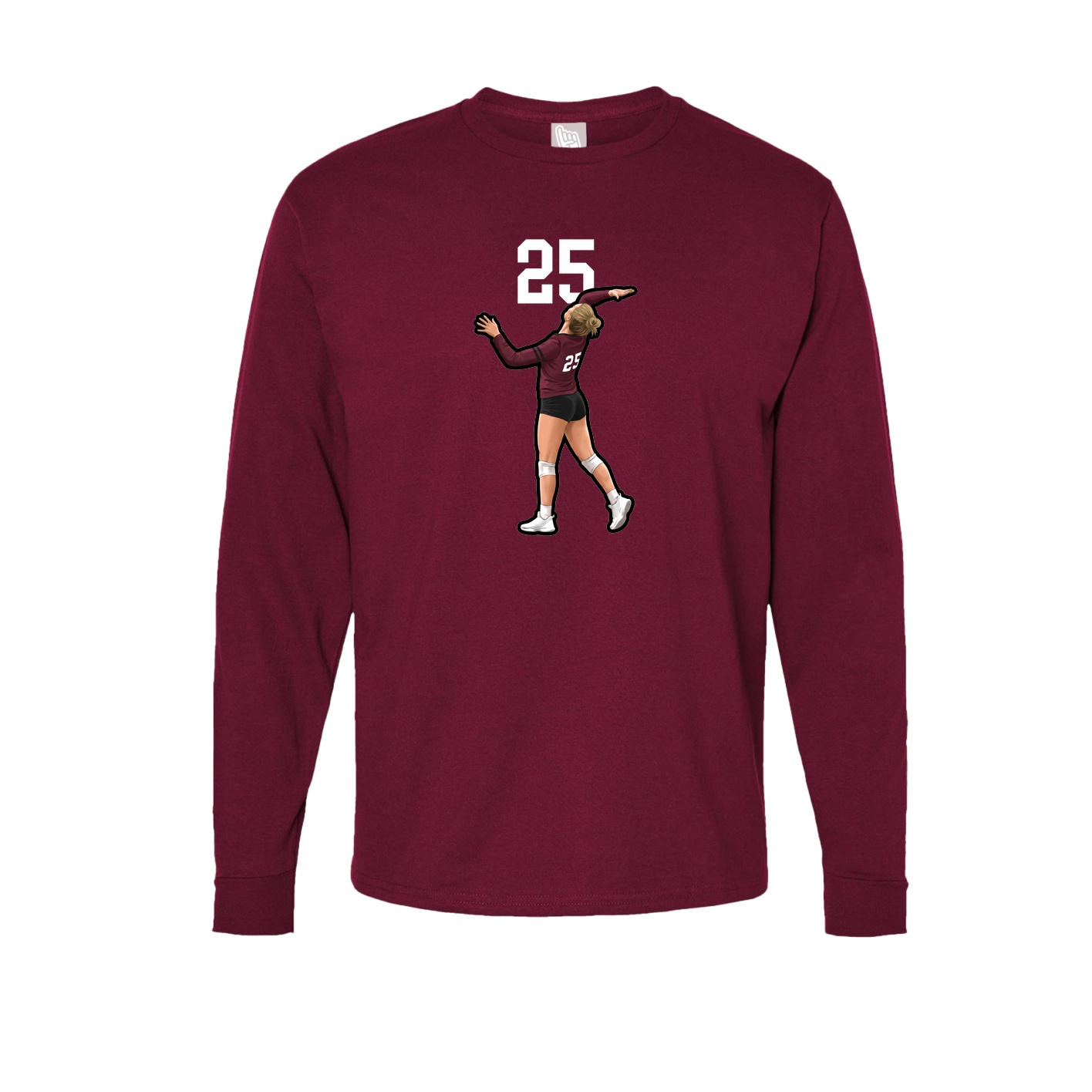 Long Sleeve Tee — Number Top in Cardinal