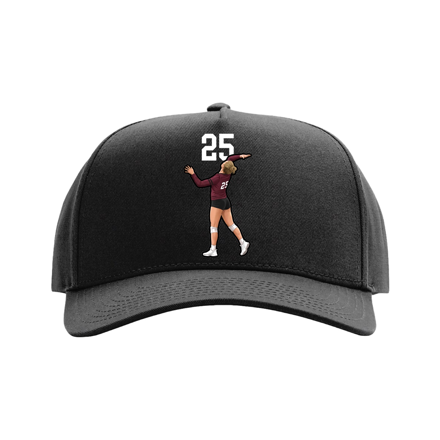 Full Fabric Five-Panel Champ Cap — Number Top in Black