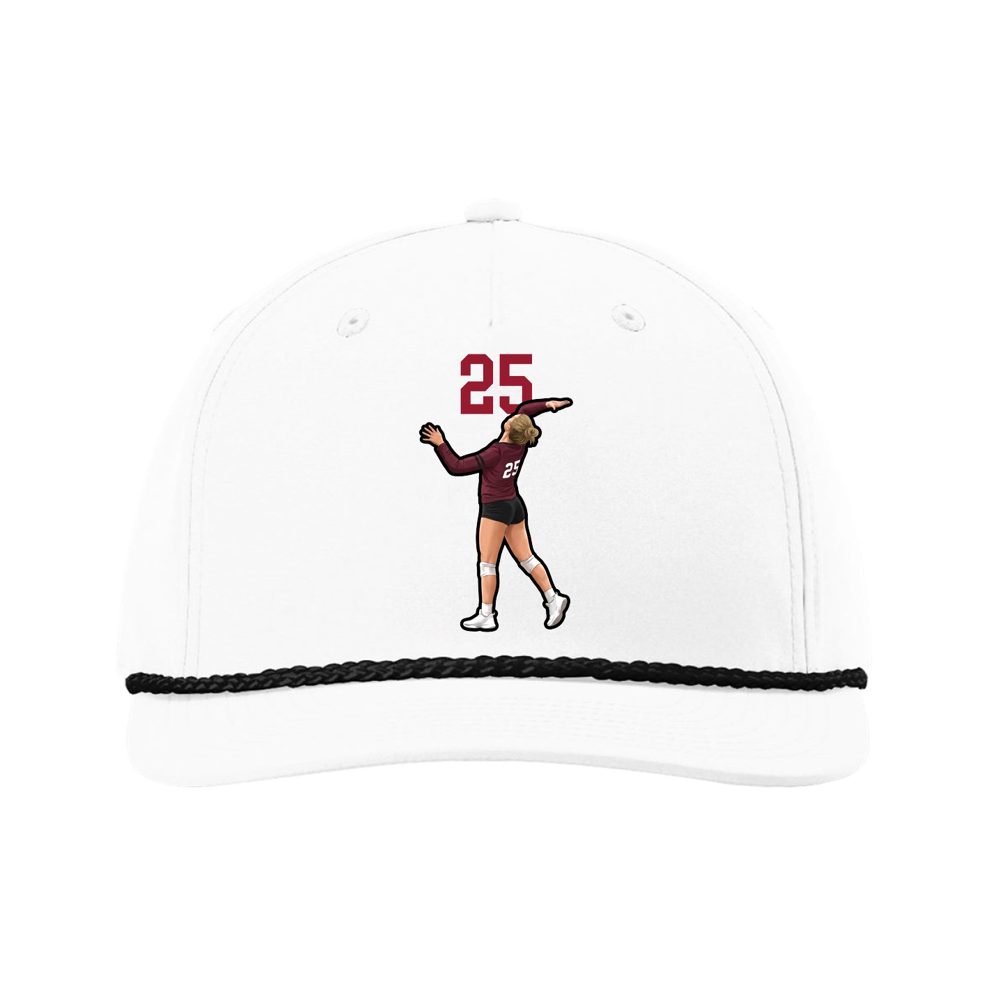 Five-Panel Classic Rope Cap — Number Top in White