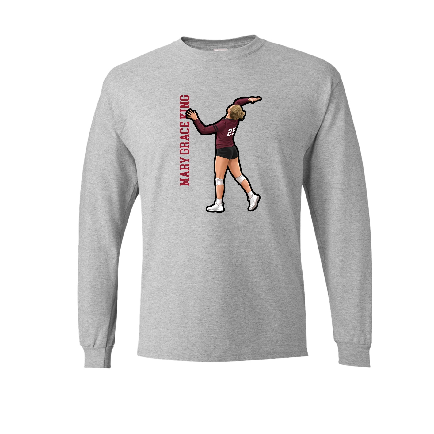 Long Sleeve Tee — Name Vertical in Grey