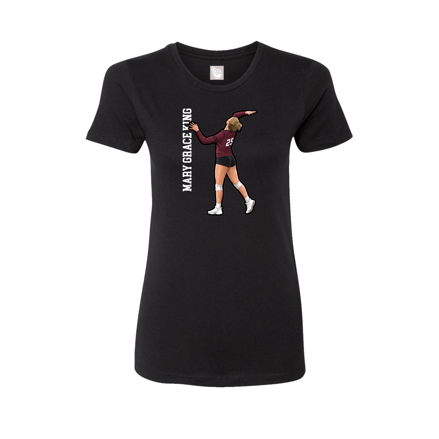 Fitted Women's Tee — Name Vertical in Black