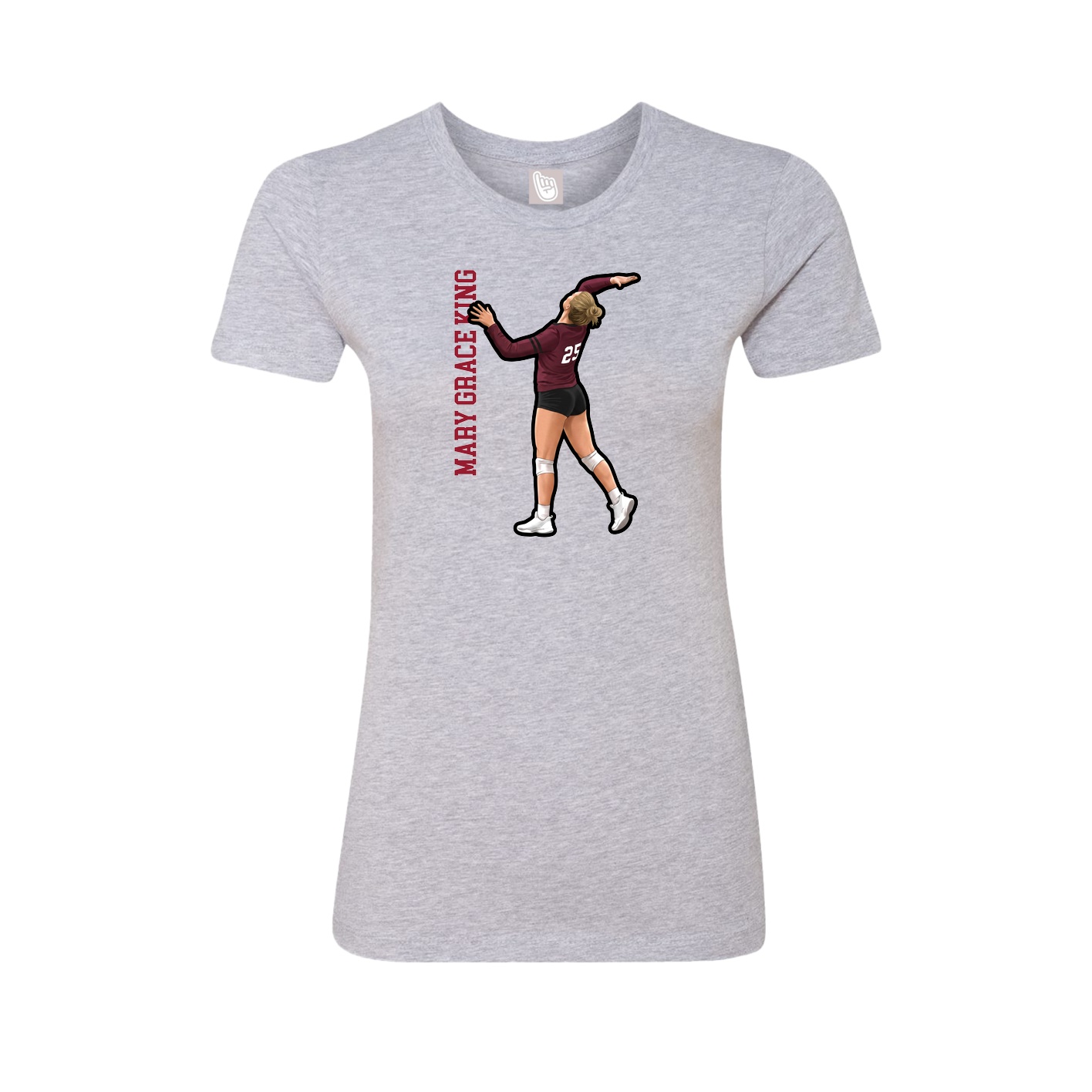 Womens Tee — Name Vertical in Grey