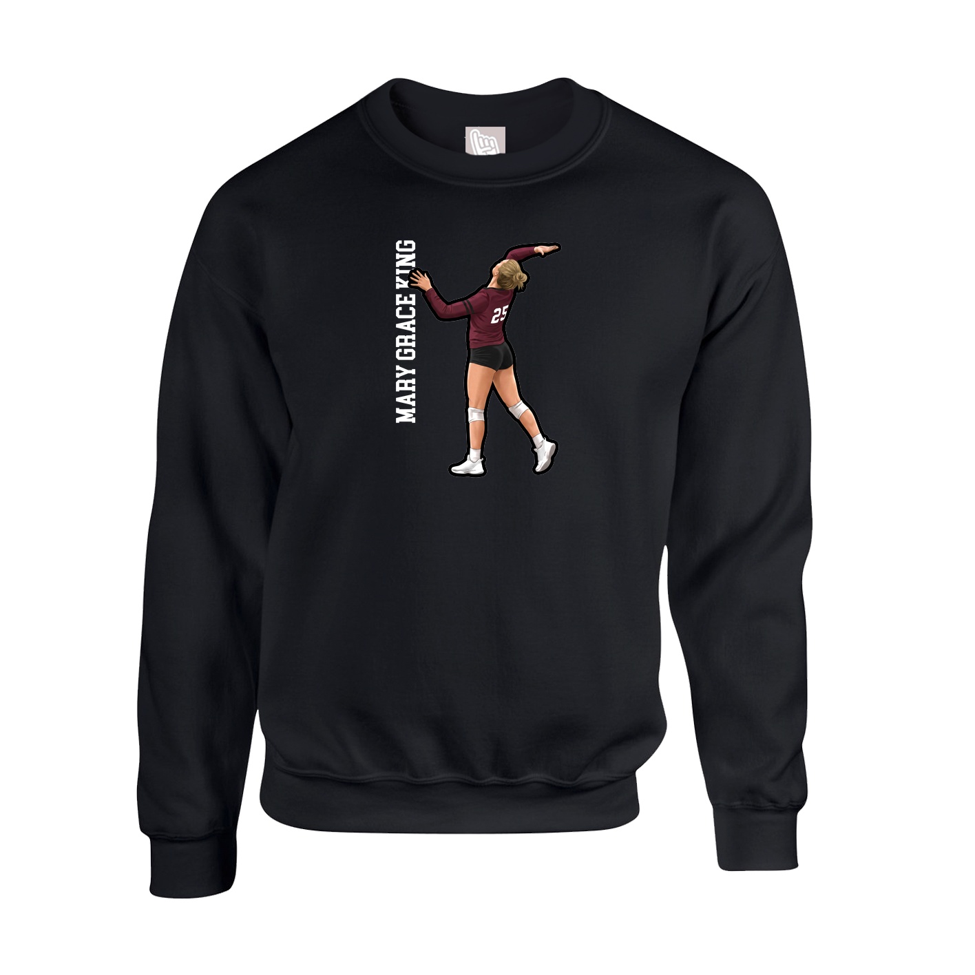 Fleece Crew — Name Vertical in Black