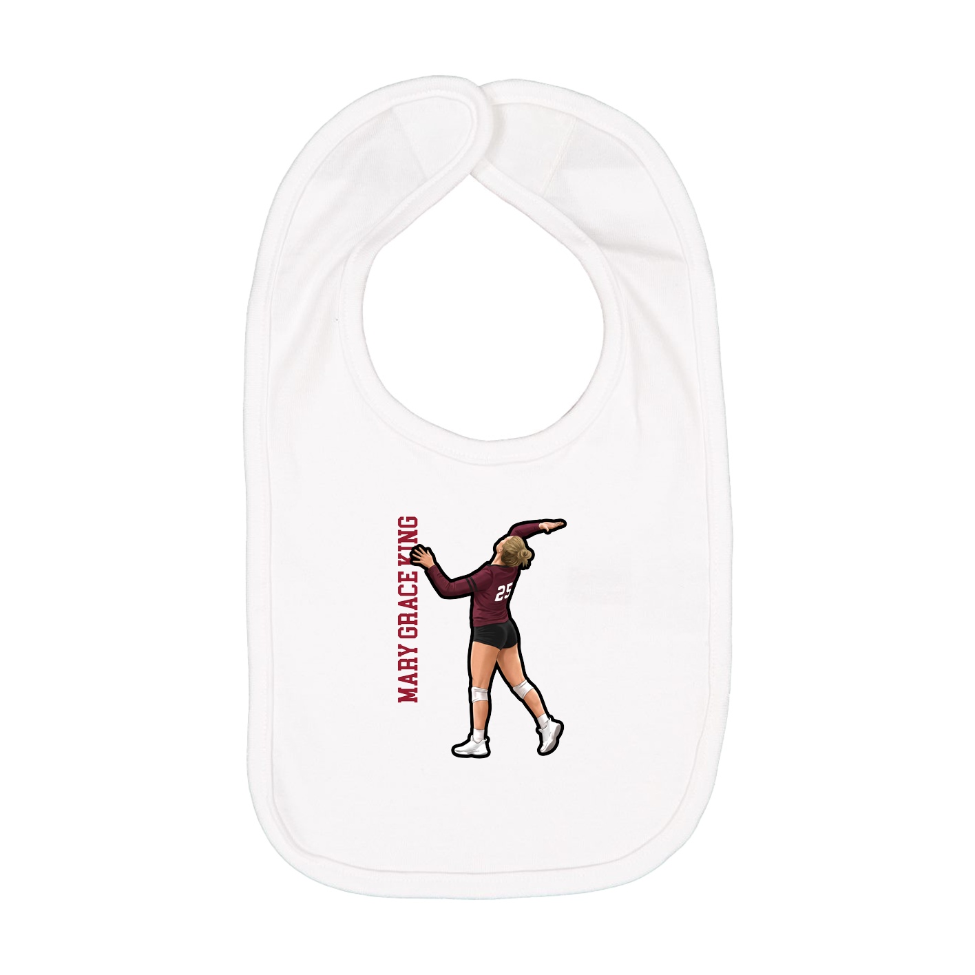 Infant Bib — Name Vertical in White