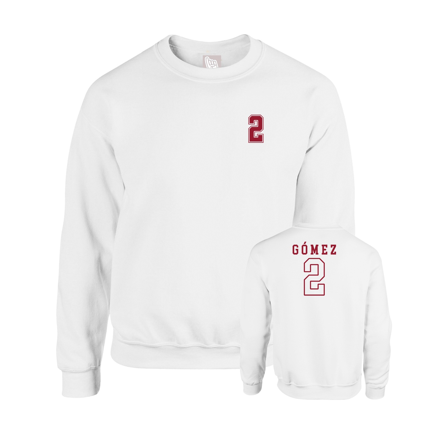 Fleece Crew — Chest Back in White