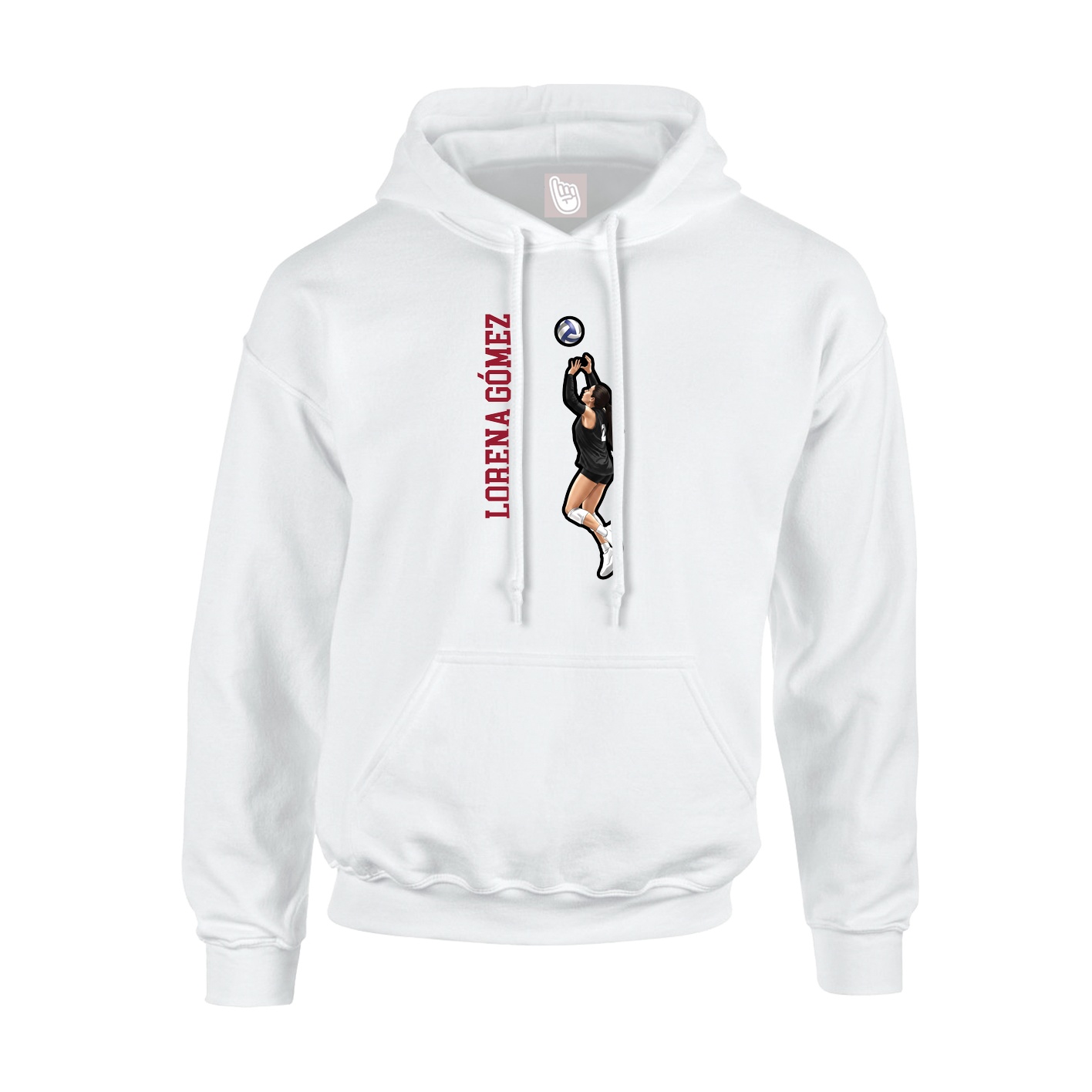 Youth Hoodie — Name Vertical in White