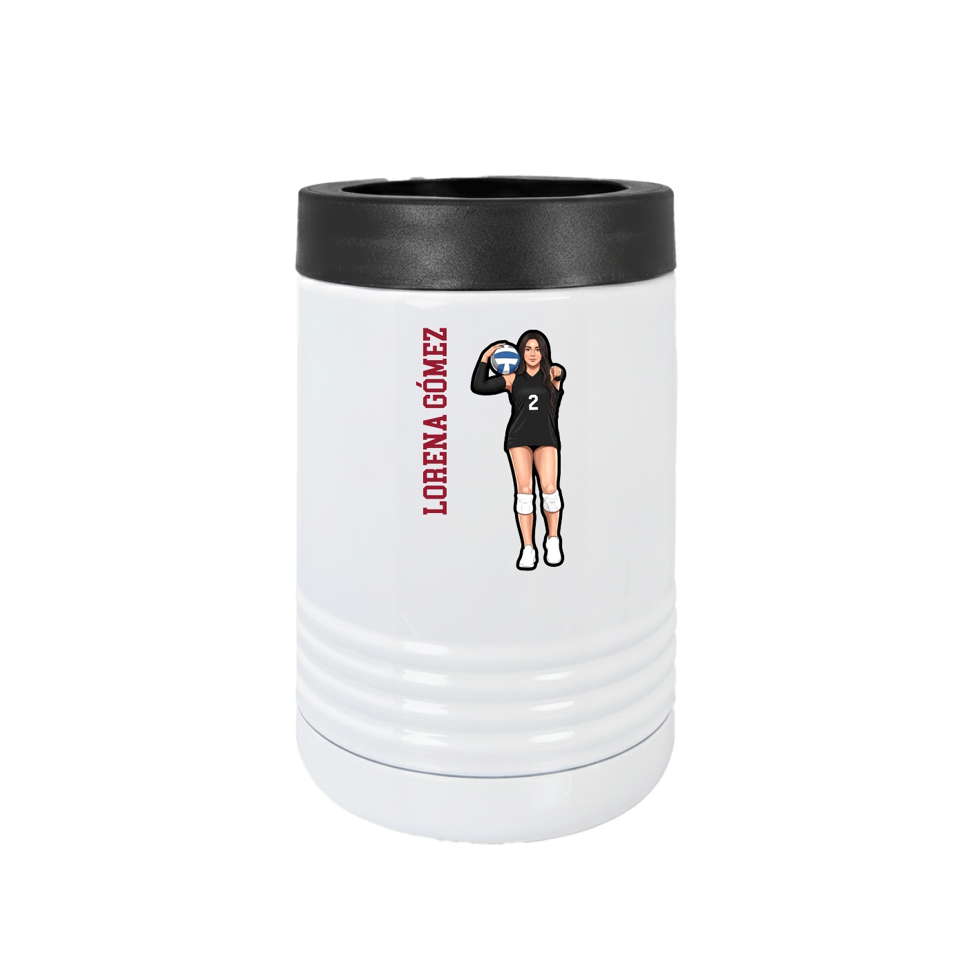 Beverage Holder — Name Vertical in White