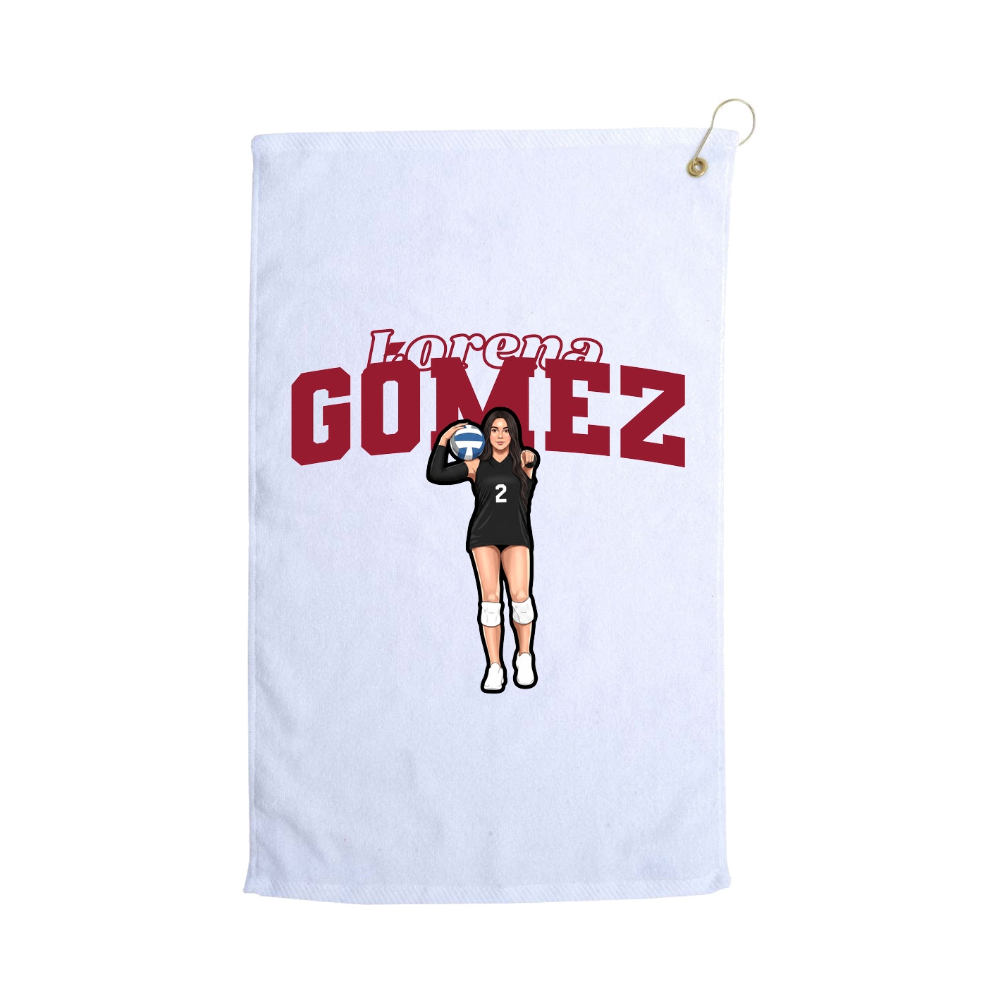 Golf Towel — Name Arch in White