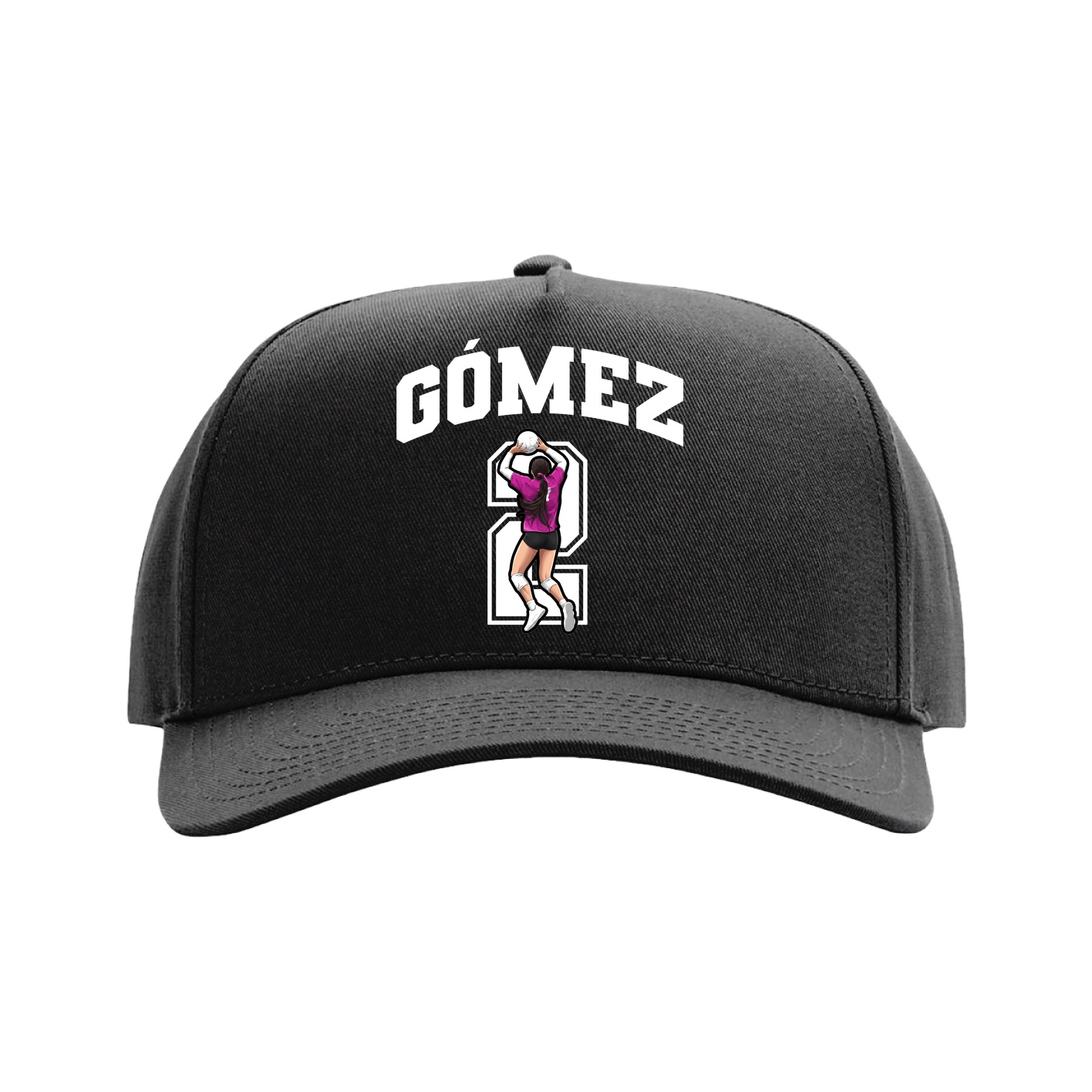 Full Fabric Five-Panel Champ Cap — Number in Black