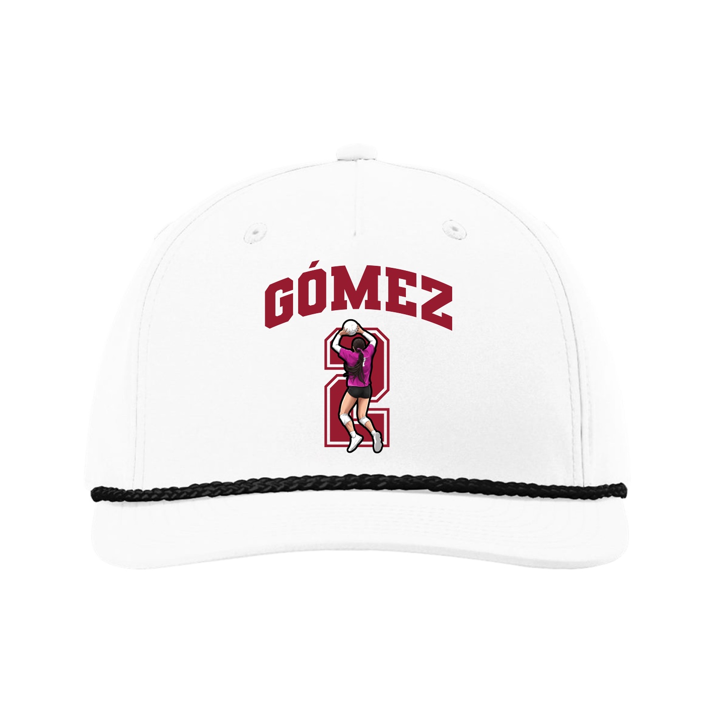 Five-Panel Classic Rope Cap — Number in White