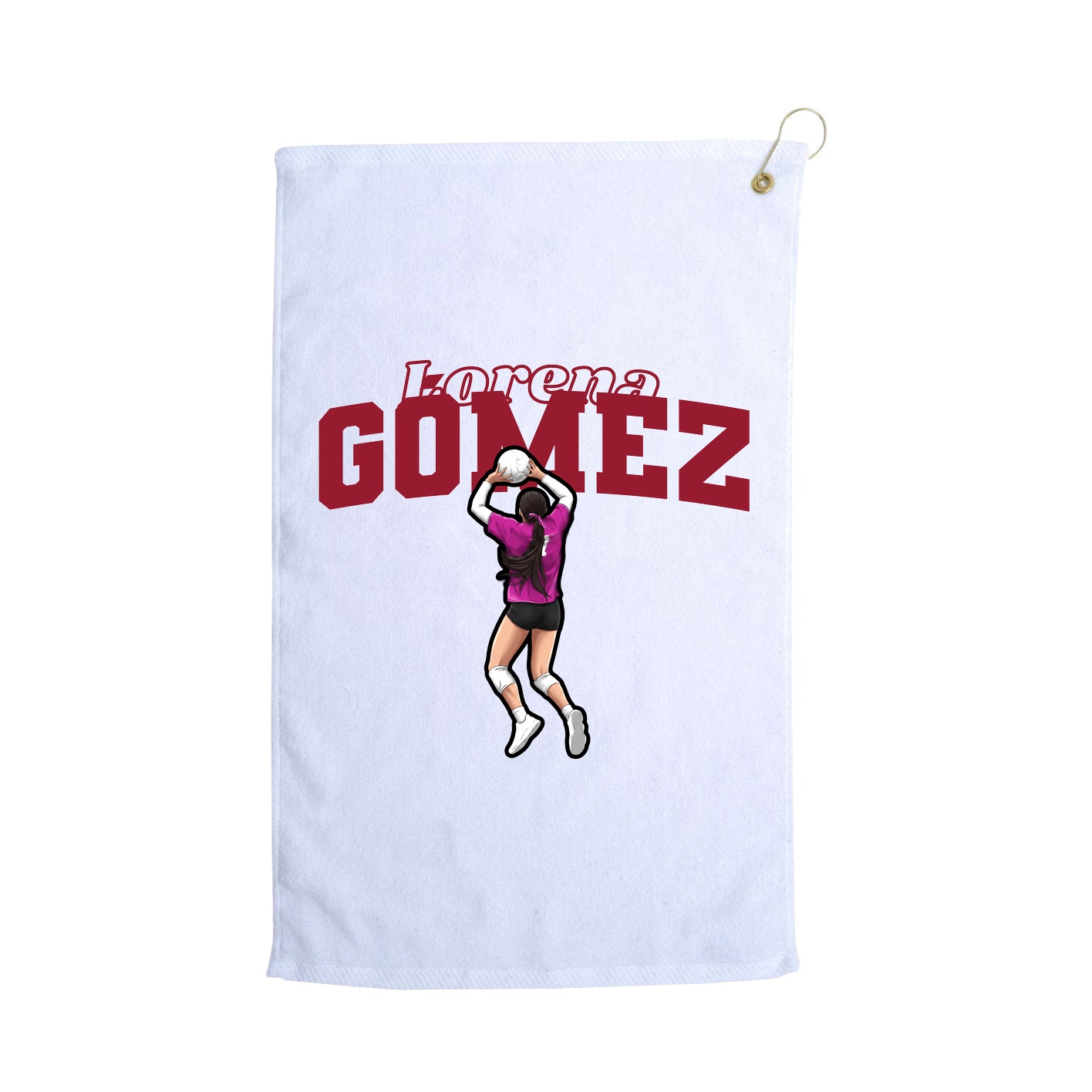 Golf Towel — Name Arch in White
