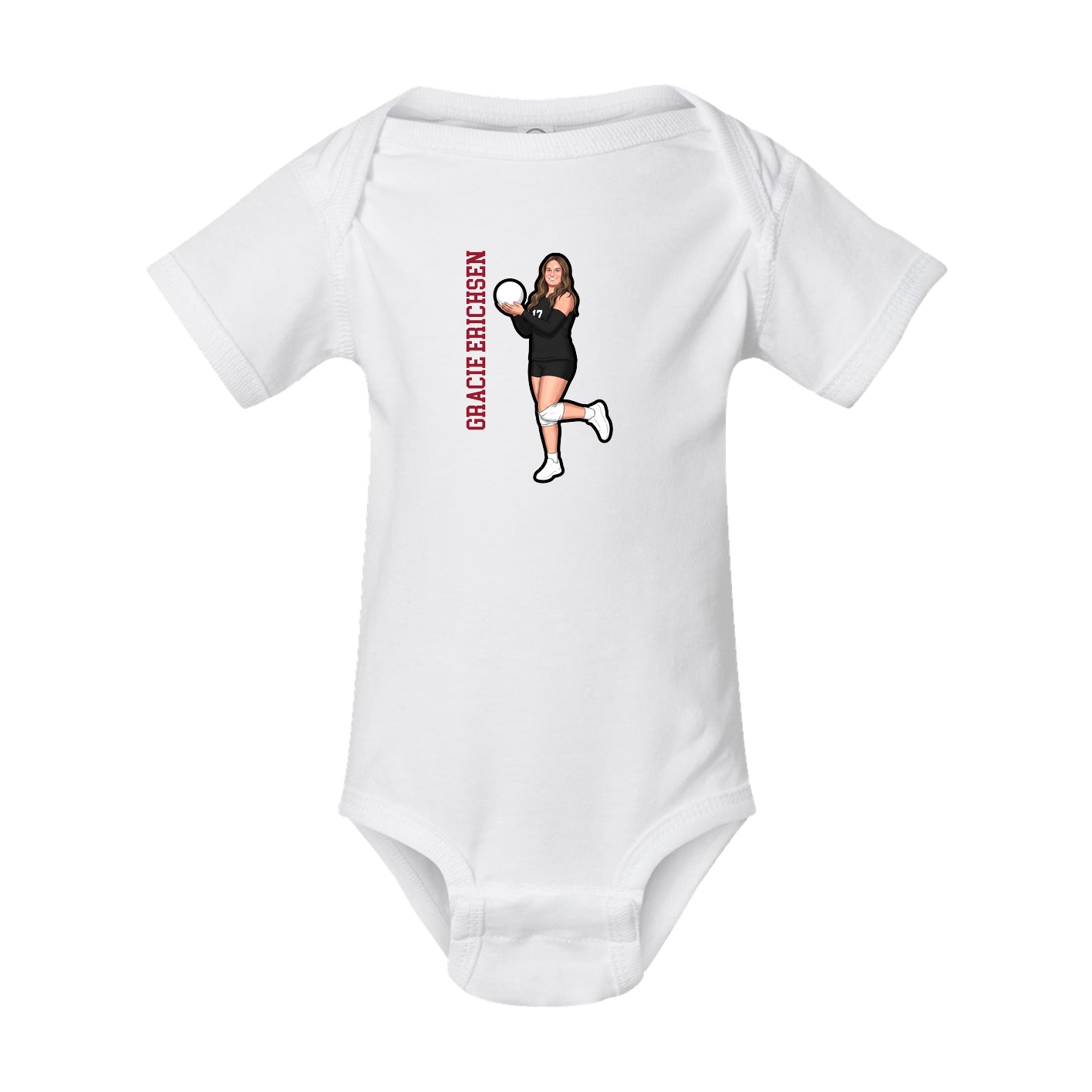 Baby Onesie — Name Vertical in White