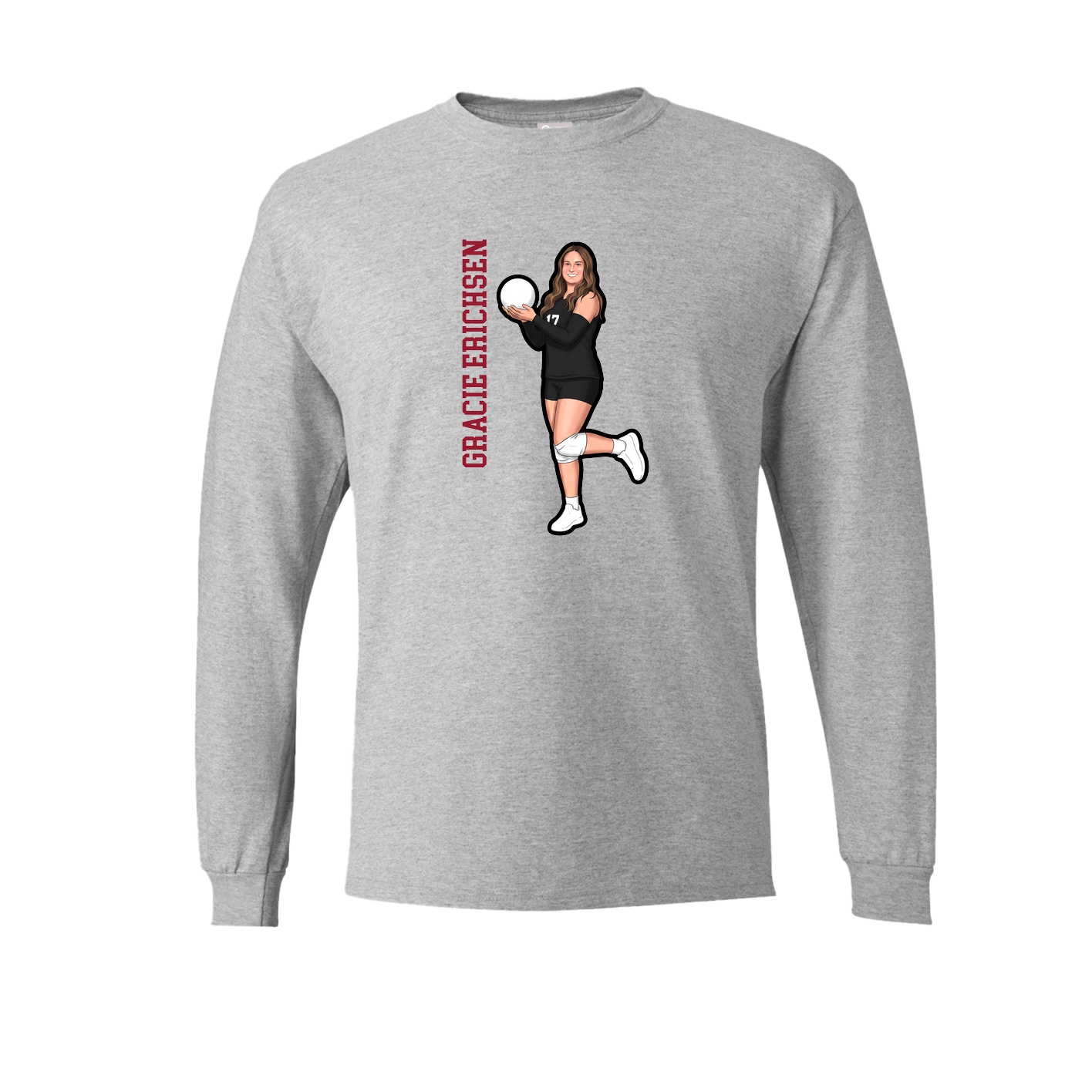 Long Sleeve Tee — Name Vertical in Grey