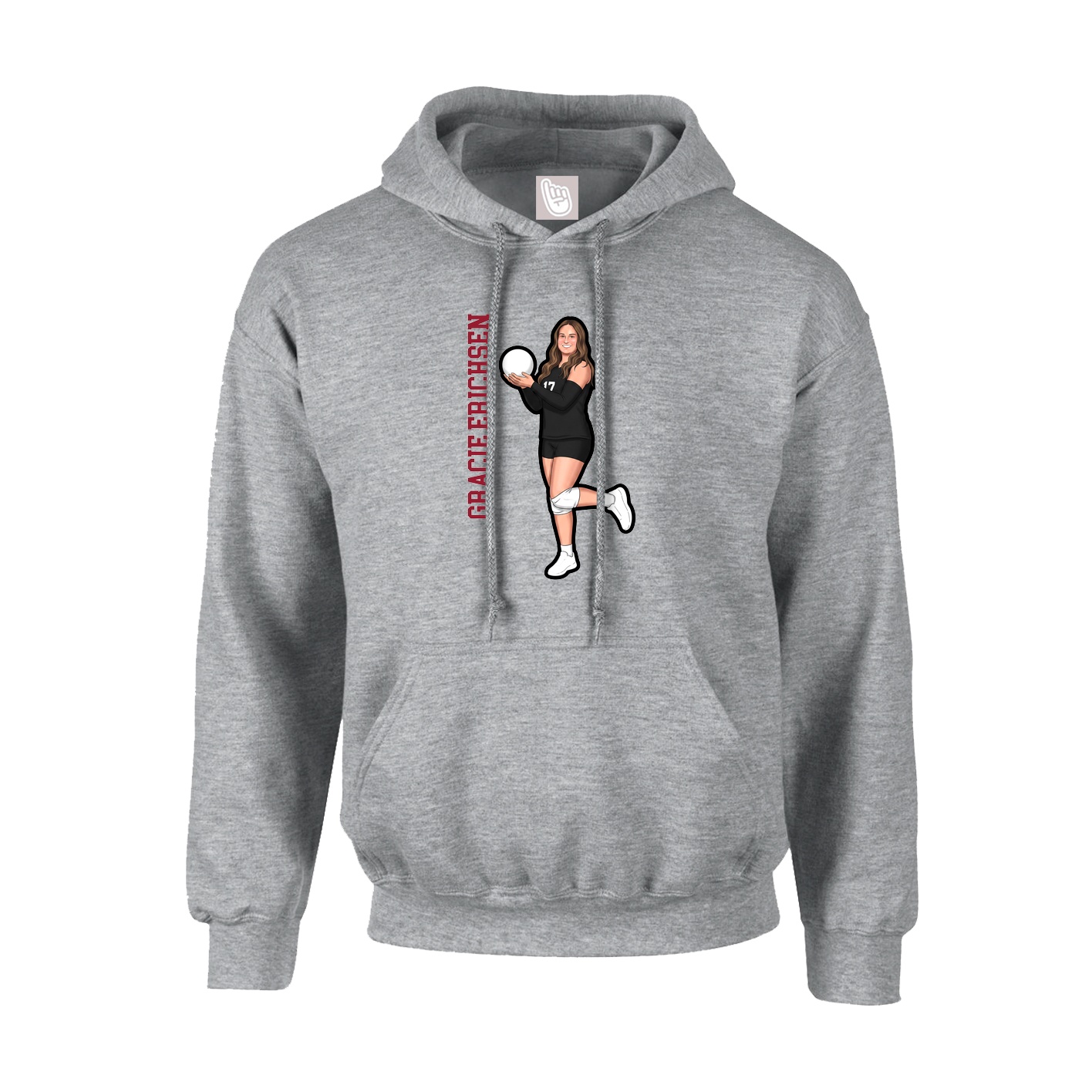 Youth Hoodie — Name Vertical in Grey