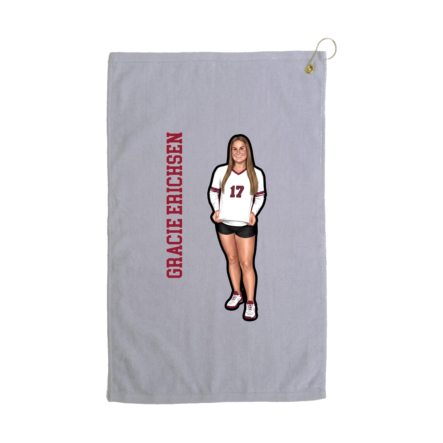 Golf Towel — Name Vertical in Grey
