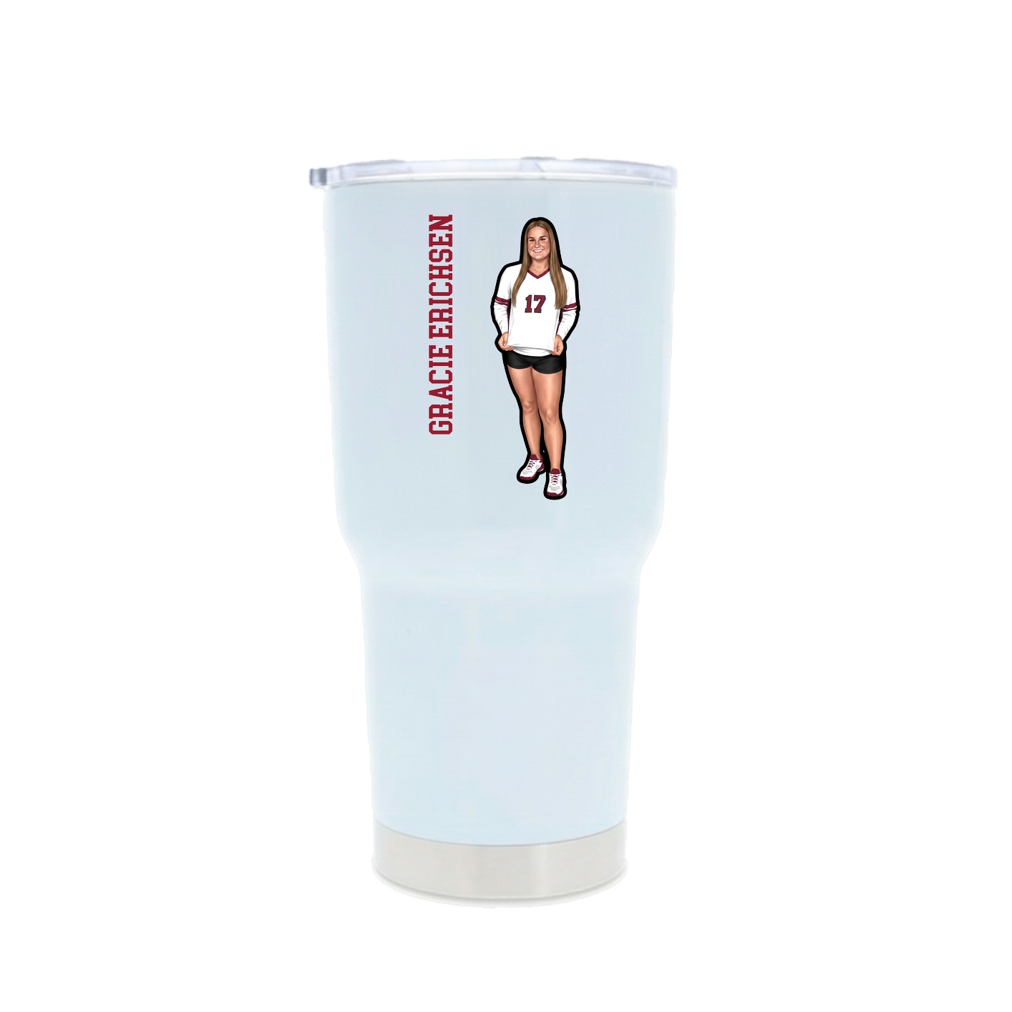 30oz Stainless Steel Tumbler — Name Vertical in White