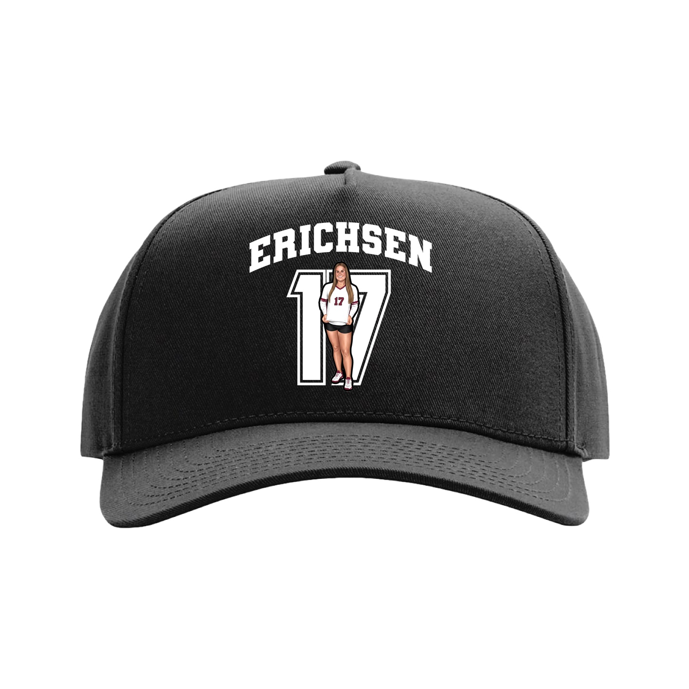 Full Fabric Five-Panel Champ Cap — Number in Black