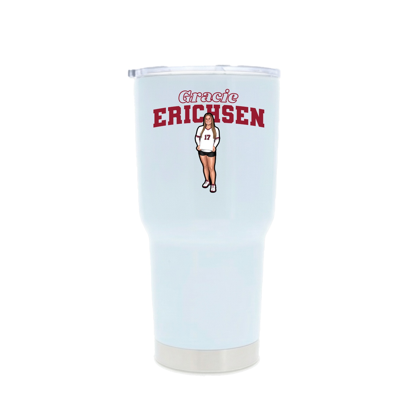30oz Stainless Steel Tumbler — Name Arch in White