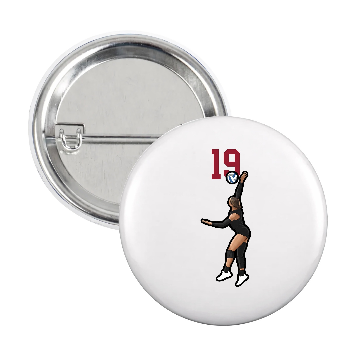 Game Day Button — Number Top in White