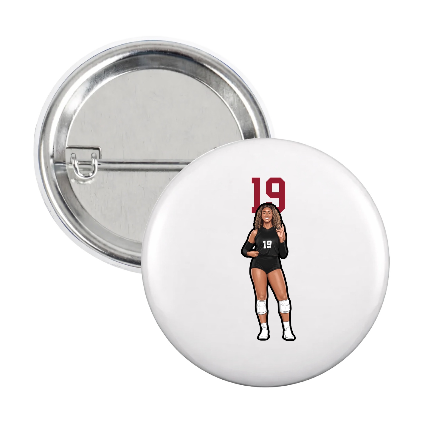 Game Day Button — Number Top in White