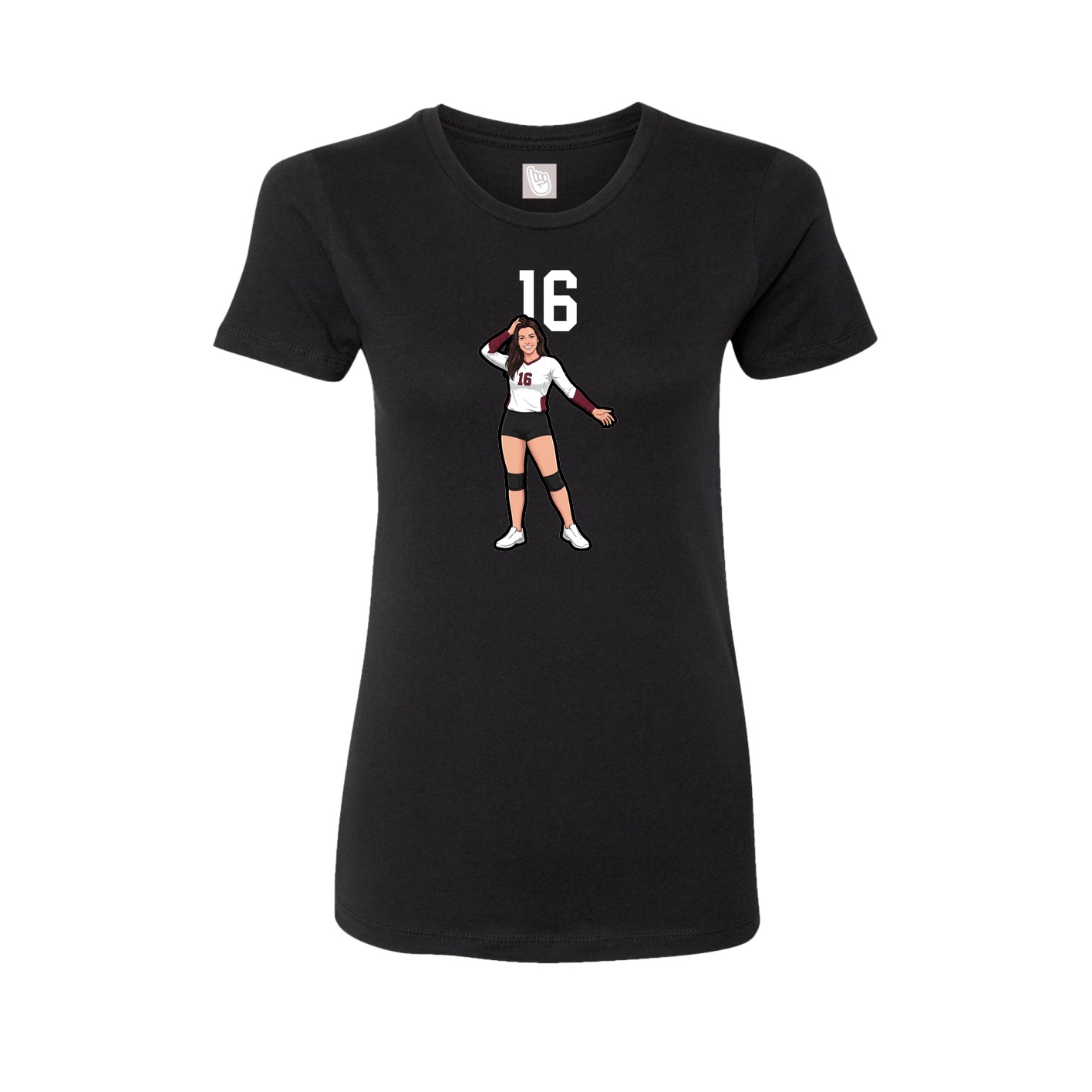 Fitted Women's Tee — Number Top in Black