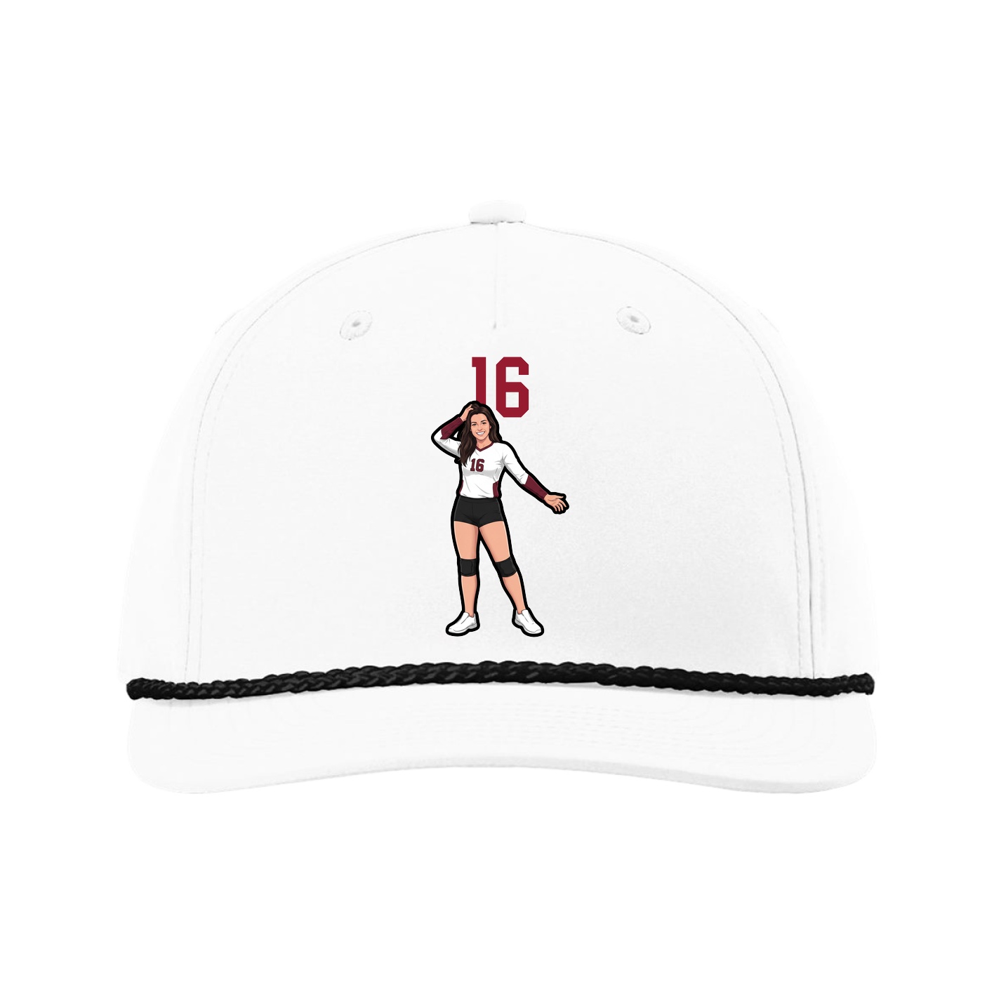 Five-Panel Classic Rope Cap — Number Top in White