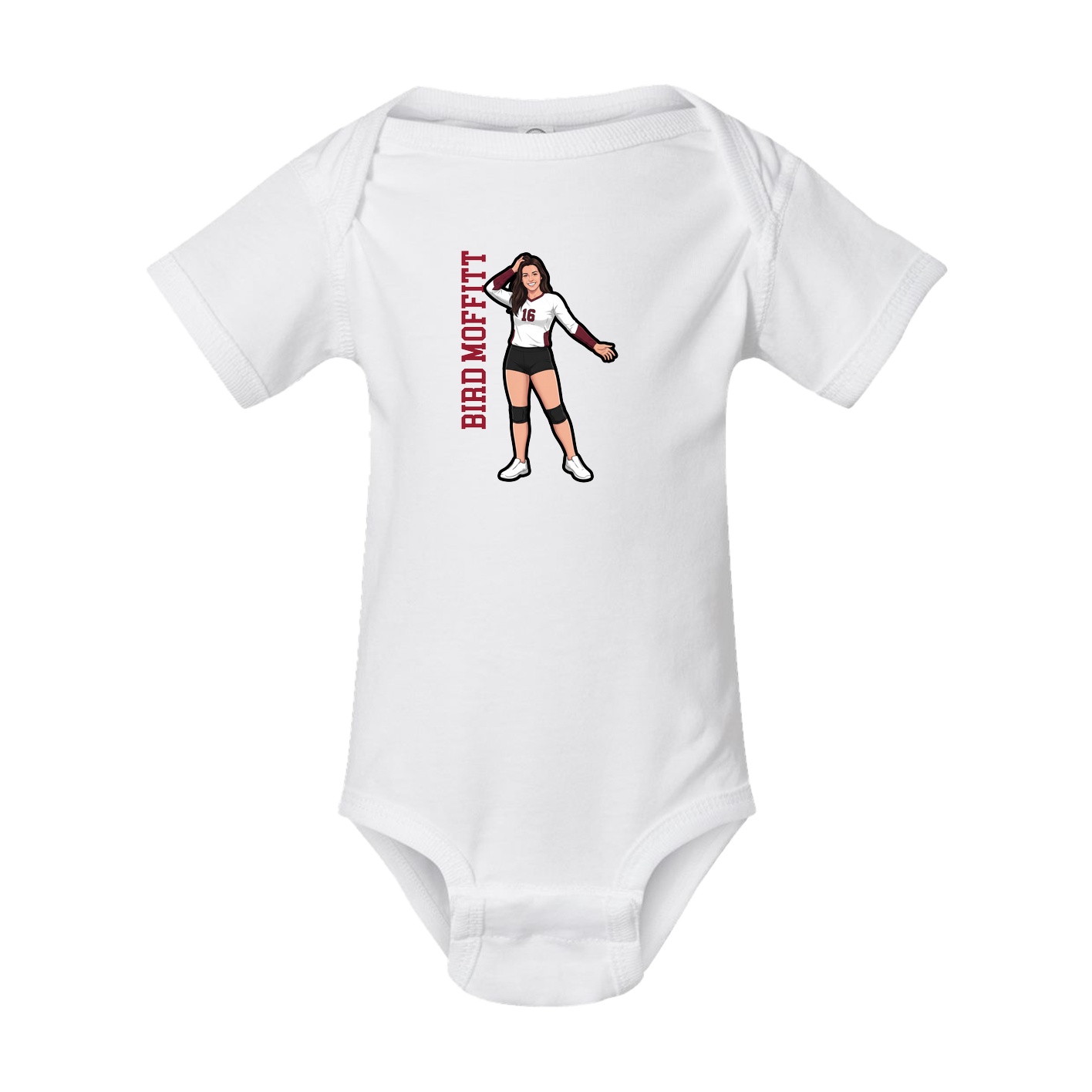 Baby Onesie — Name Vertical in White