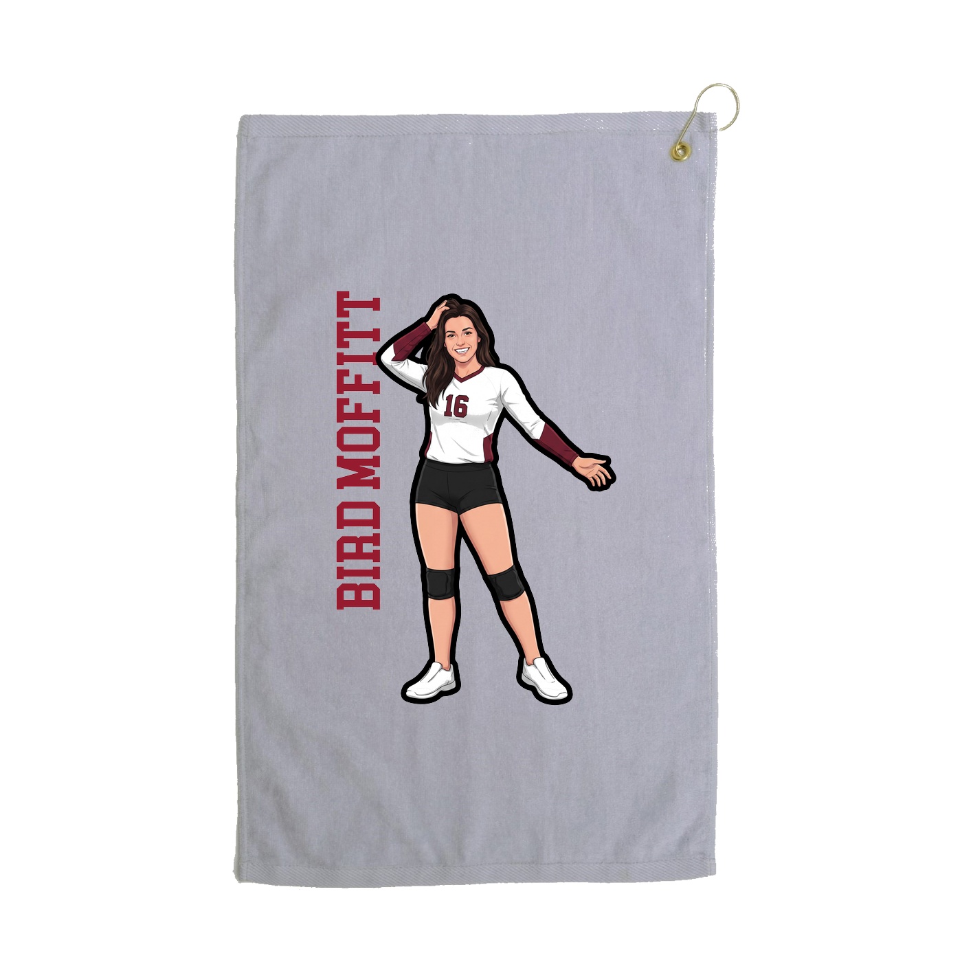Golf Towel — Name Vertical in Grey