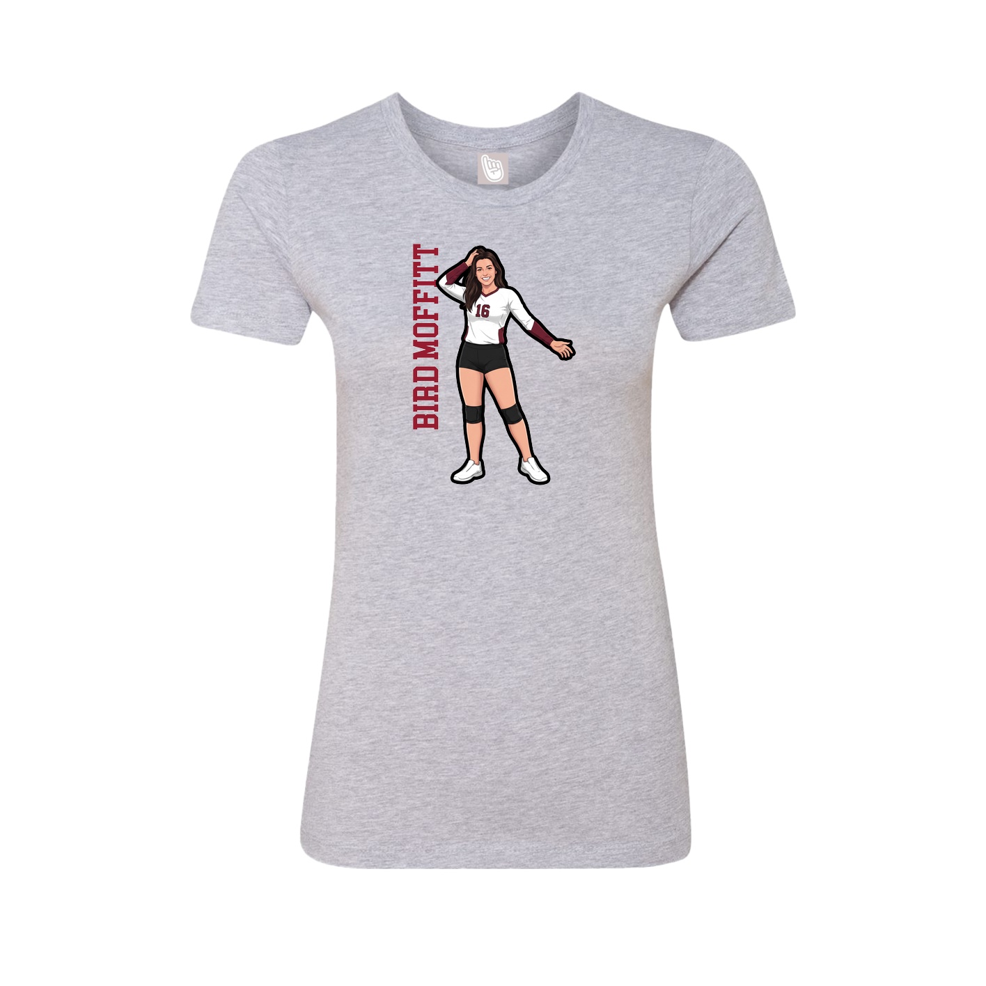 Fitted Women's Tee — Name Vertical in Grey