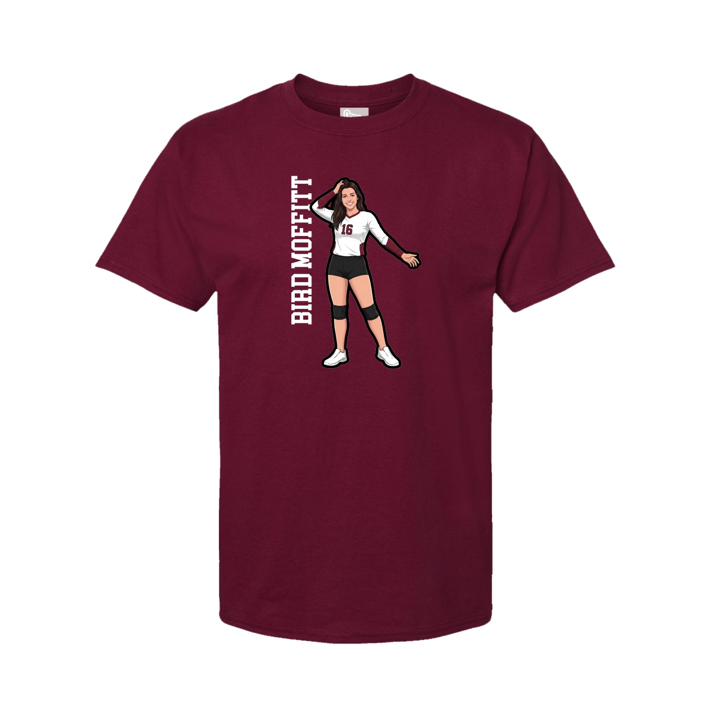 Youth Tee — Name Vertical in Cardinal