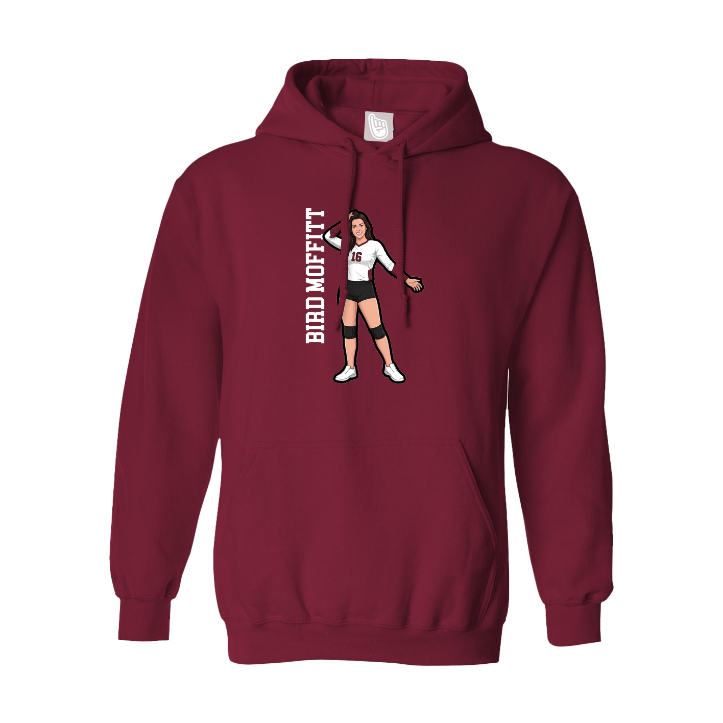 Hoodie — Name Vertical in Cardinal