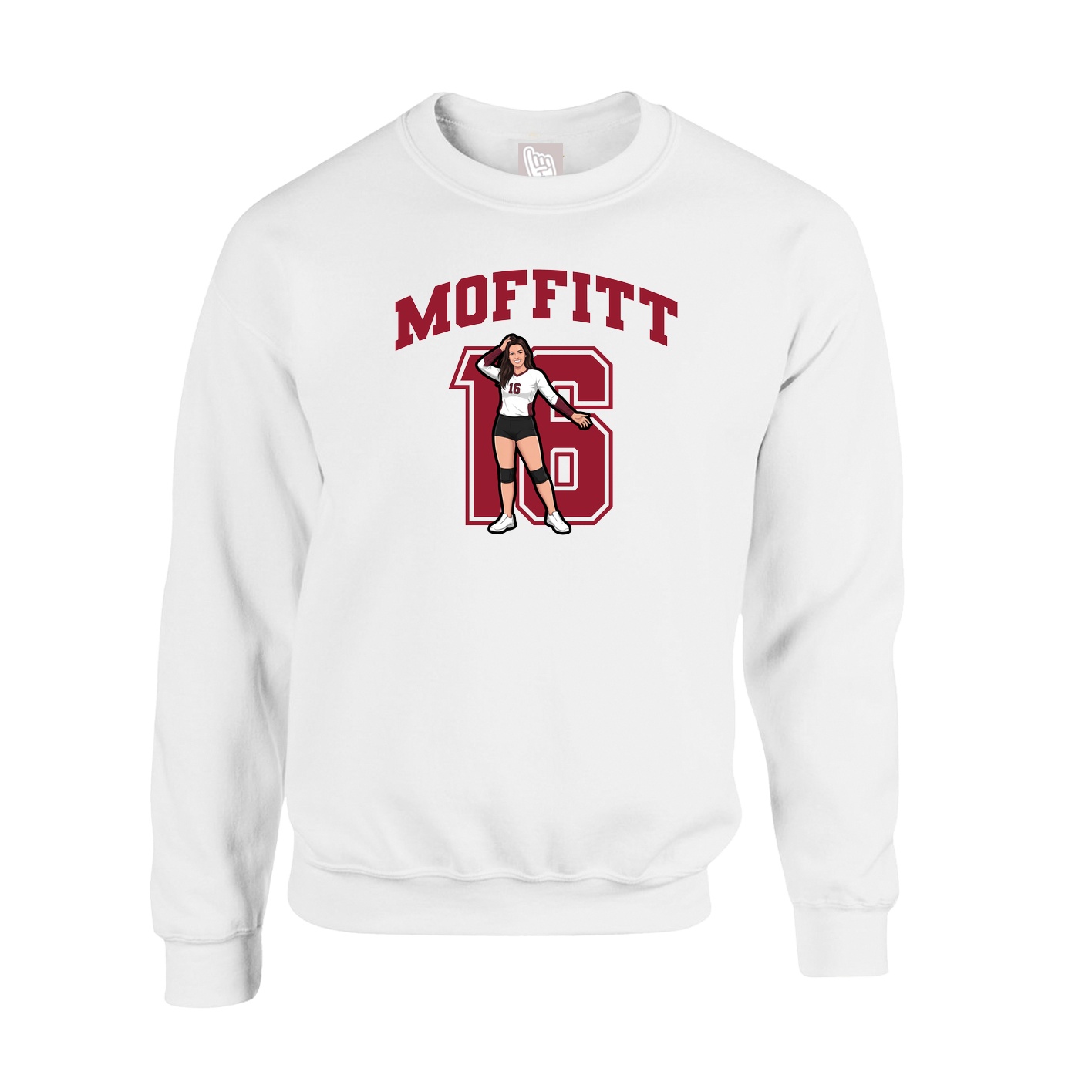 Fleece Crew — Number in White
