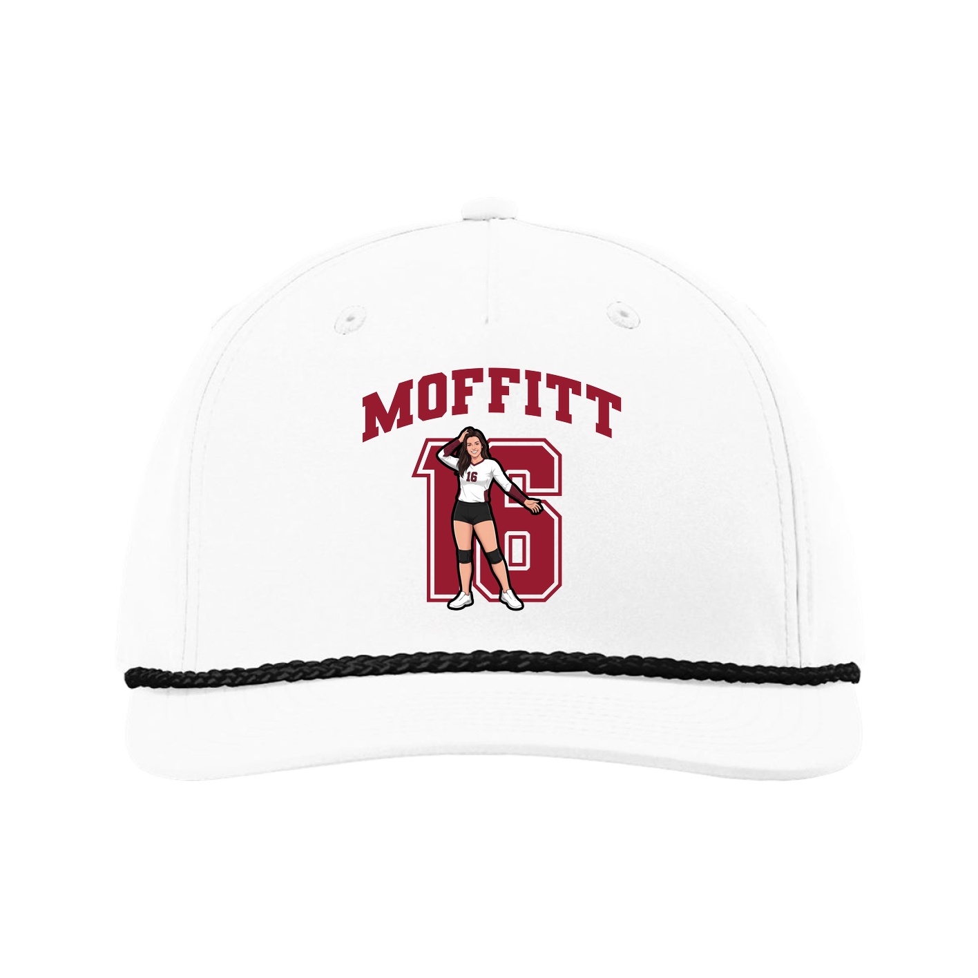 Five-Panel Classic Rope Cap — Number in White