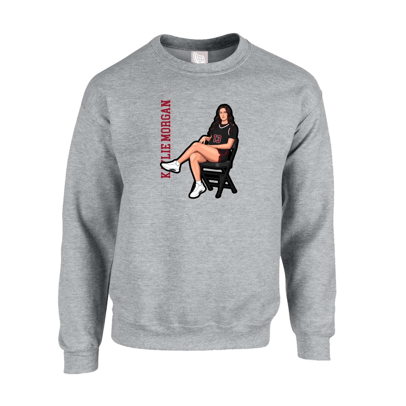 Fleece Crew — Name Vertical in Grey