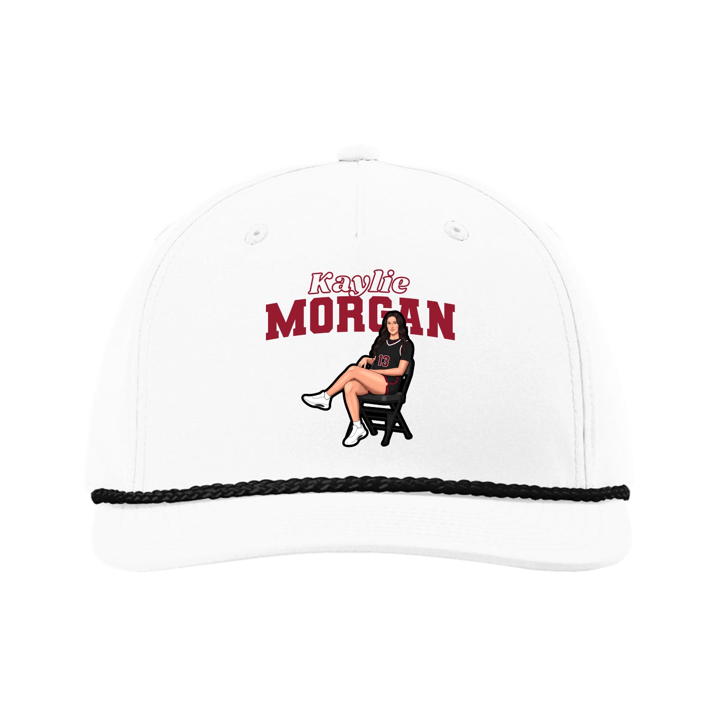 Five-Panel Classic Rope Cap — Name Arch in White