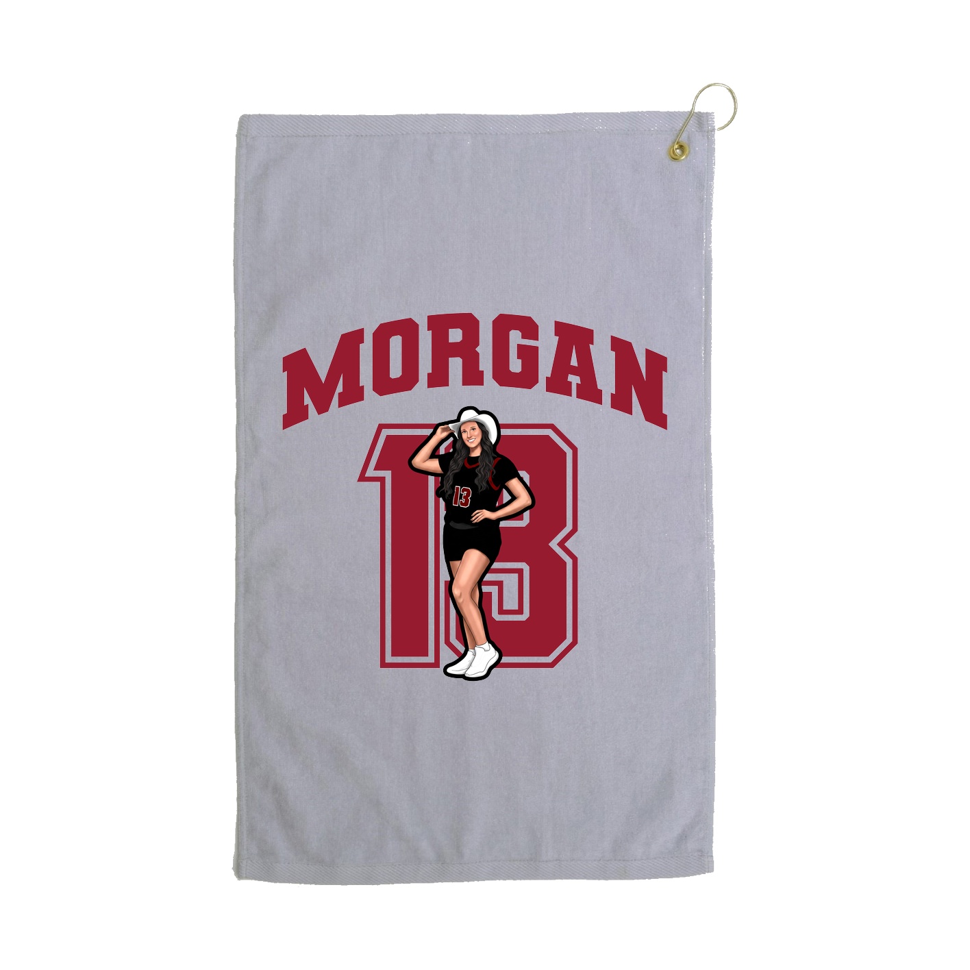 Golf Towel — Number in Grey